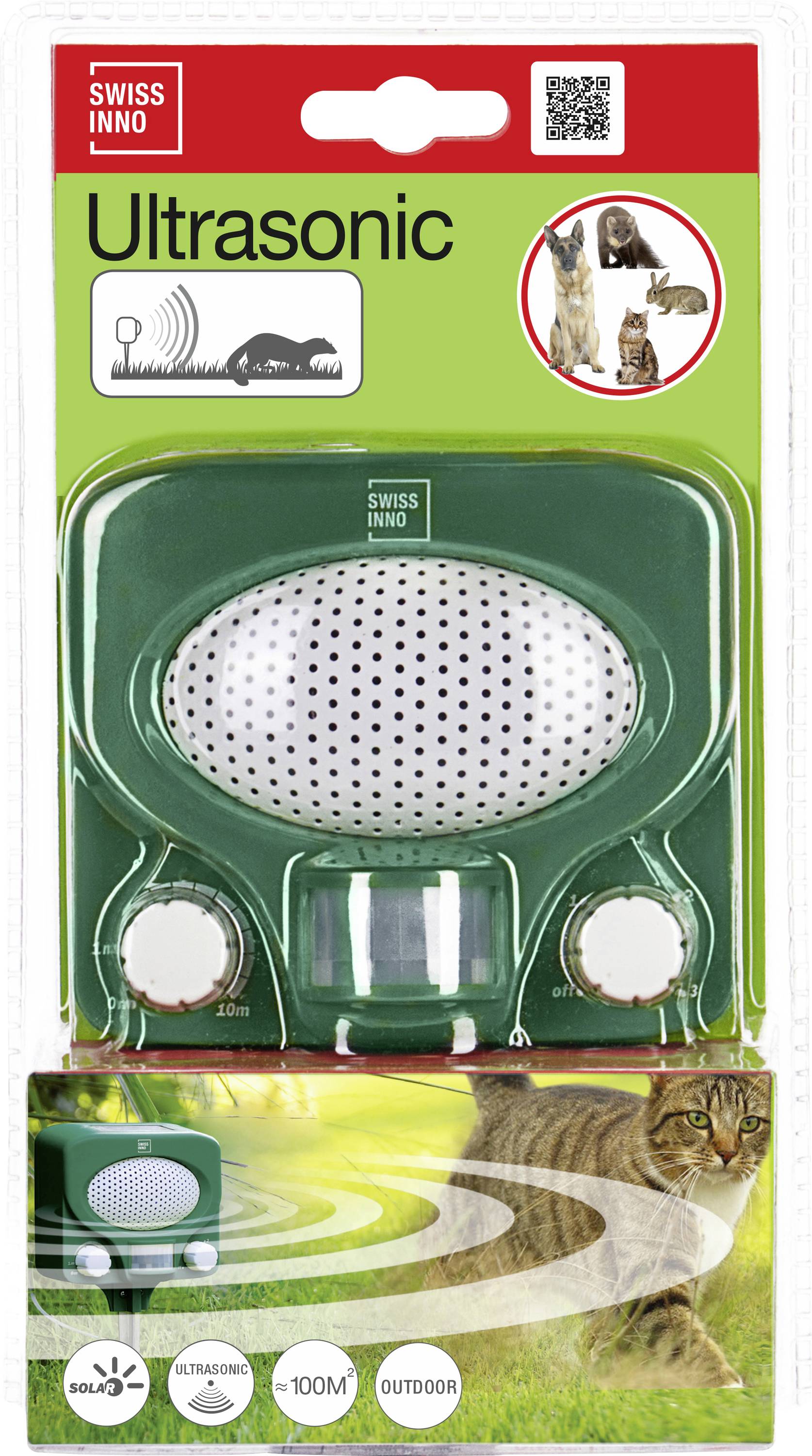 Répulseur d'animaux multiple fréquence Swissinno 1 231 001 pour l'extérieur