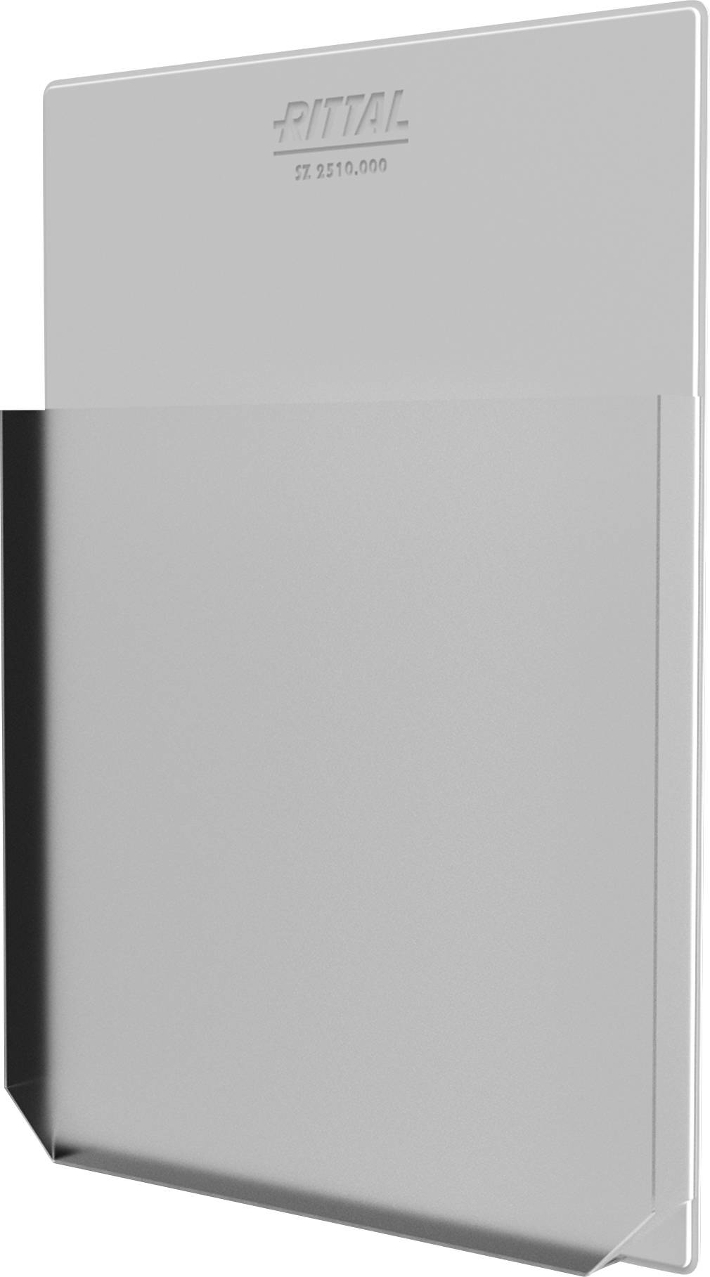 Bac de rangement métallique gris, avec marquage visible en haut. Adapté au stockage de documents ou d'objets plats.