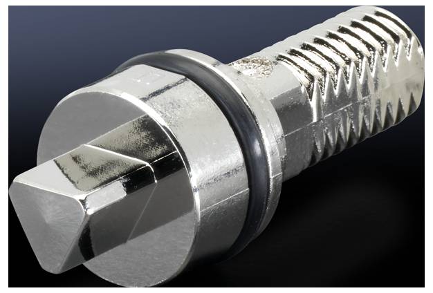 Vis métallique à filetage dentelé et tête hexagonale, adaptée aux applications techniques ou aux projets de construction.