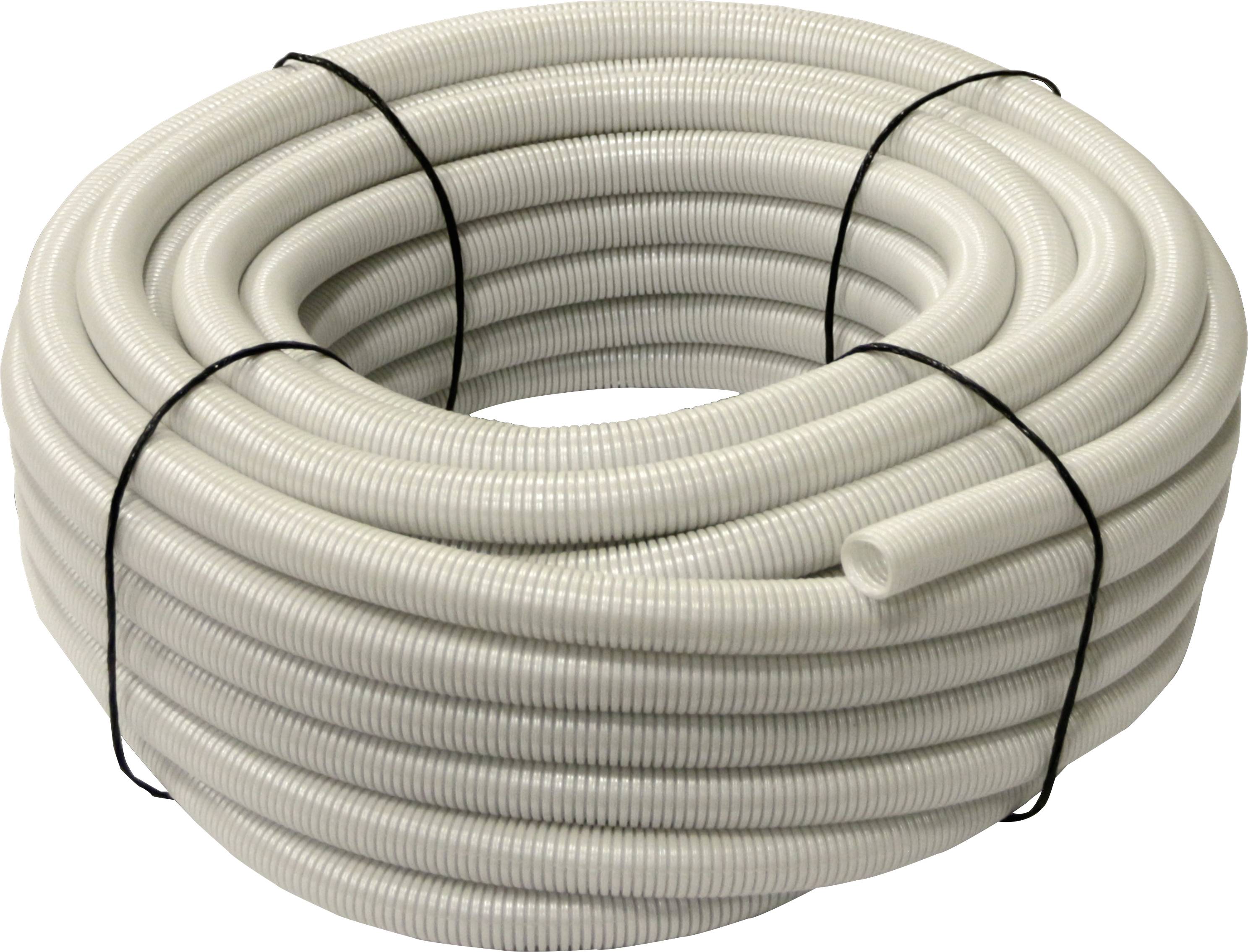 Un rouleau important de gaine ondulée en plastique gris, adapté à la gestion des câbles et à la protection dans les installations électriques.
