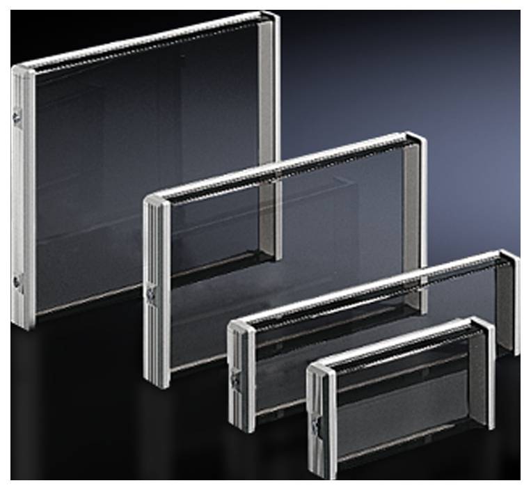 Quatre boîtiers rectangulaires transparents différents, disposés en ligne diagonale. Ils varient en taille et en profondeur.