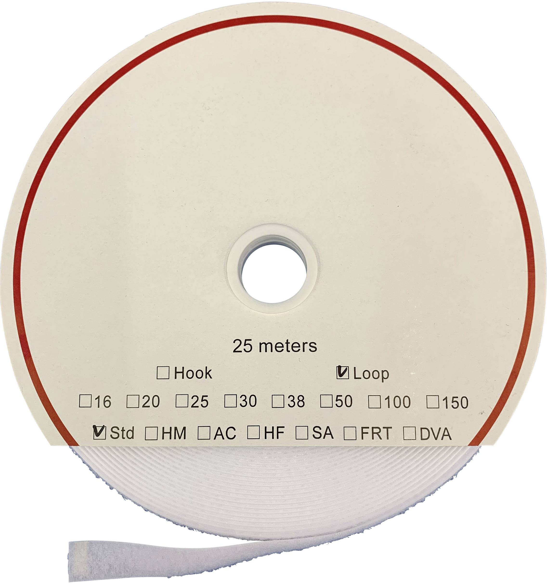 FASTECH® T0202000000225 Bande auto-agrippante acrylate à coller partie velours (L x l) 25000 mm x 20 mm blanc 25 m