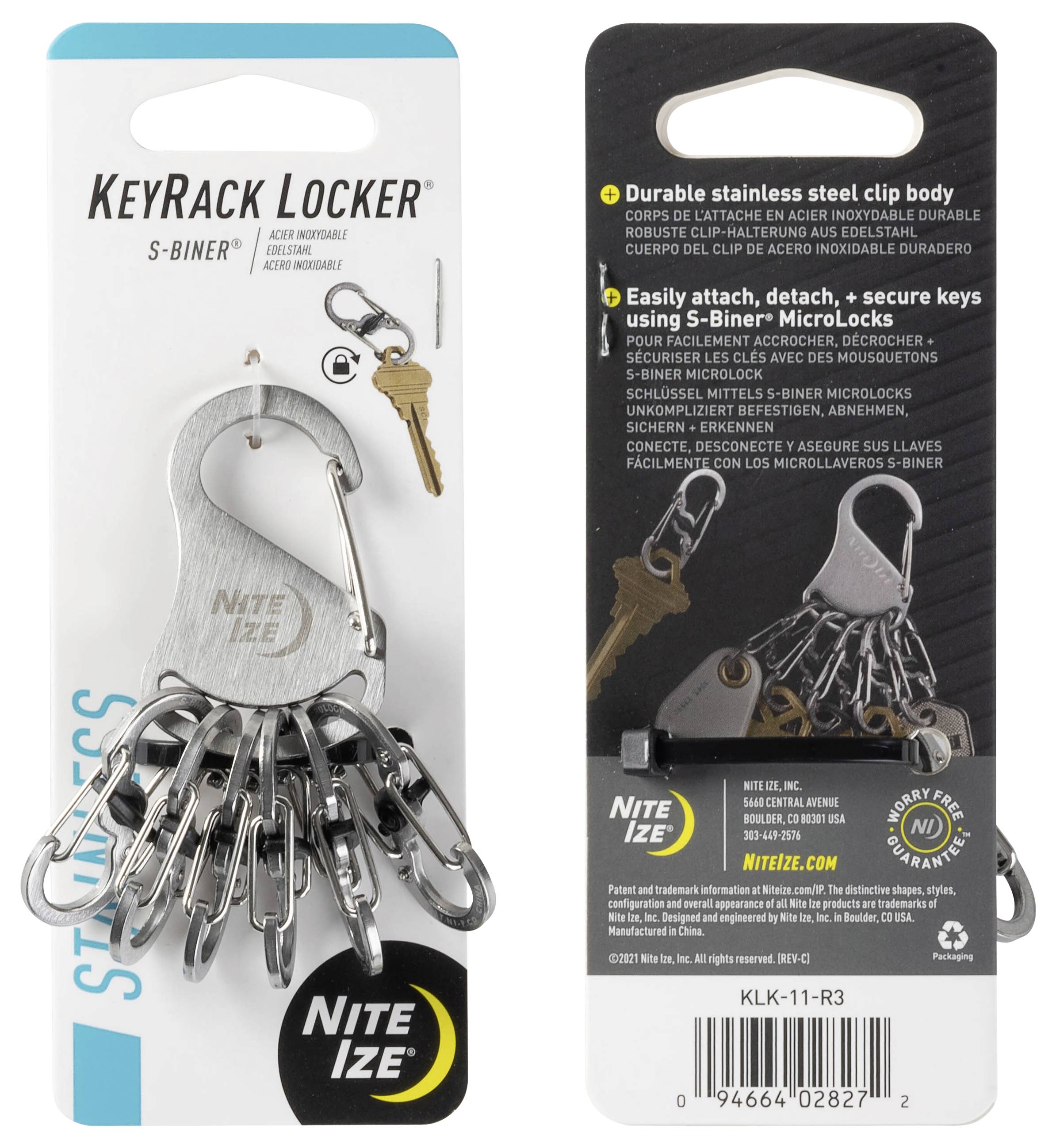 Mousqueton pour clé NITE Ize NI-KLK-11-R3 argent 1 pc(s)
