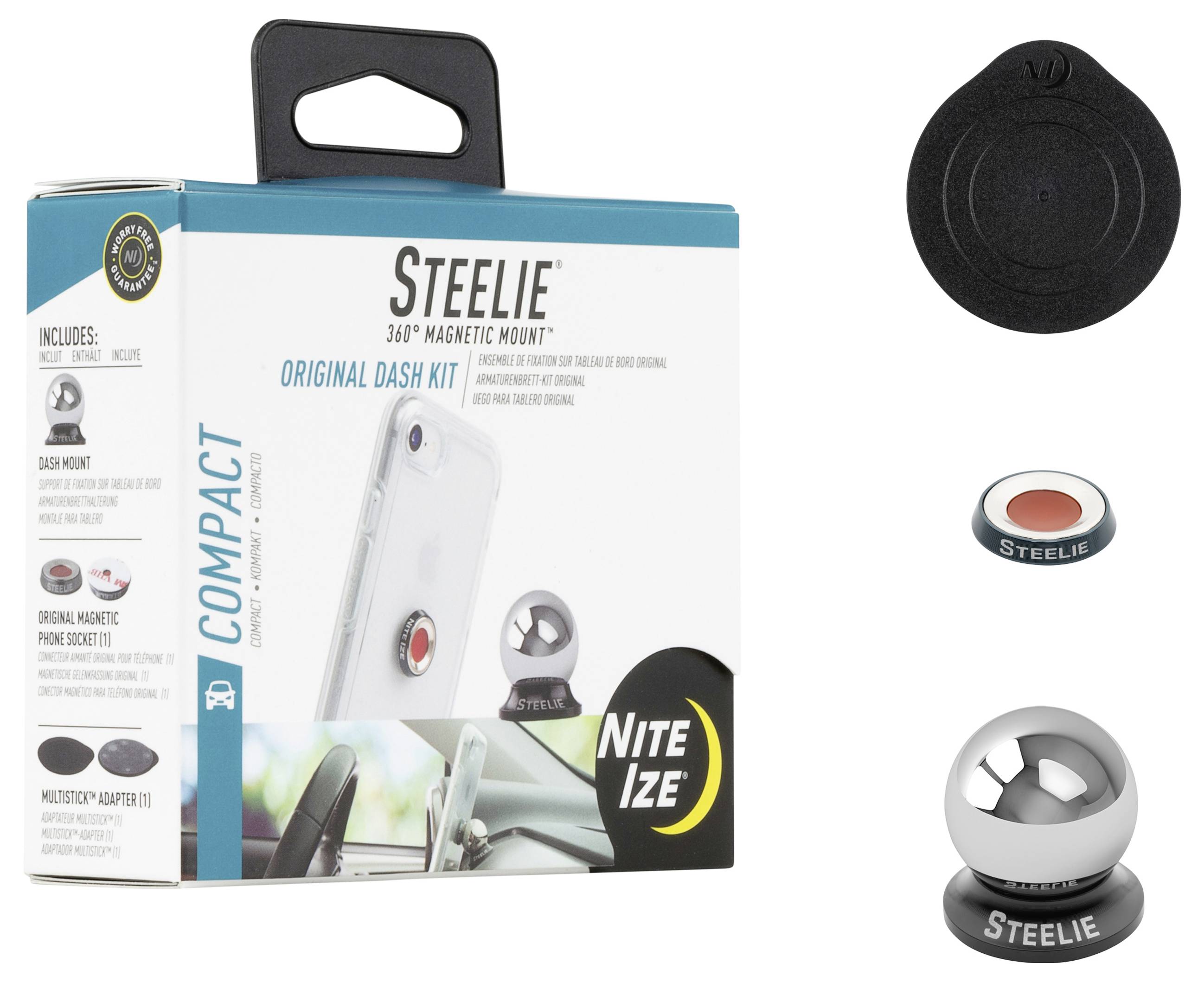 Support de téléphone portable pour voiture NITE Ize Steelie Car Mount Kit fixation magnétique