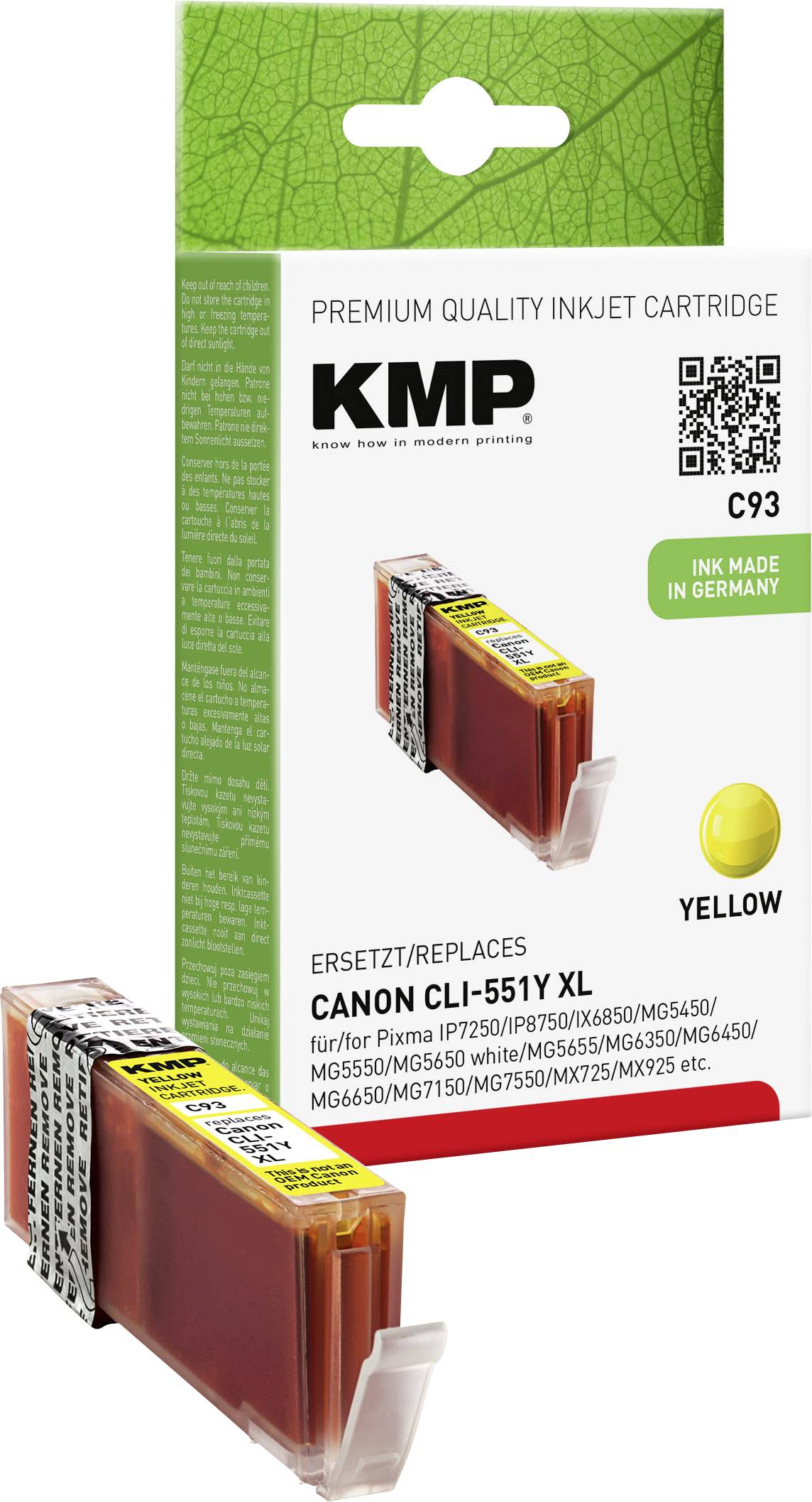 Cartouche d'encre compatible KMP C93 remplace Canon CLI-551Y XL - Jaune