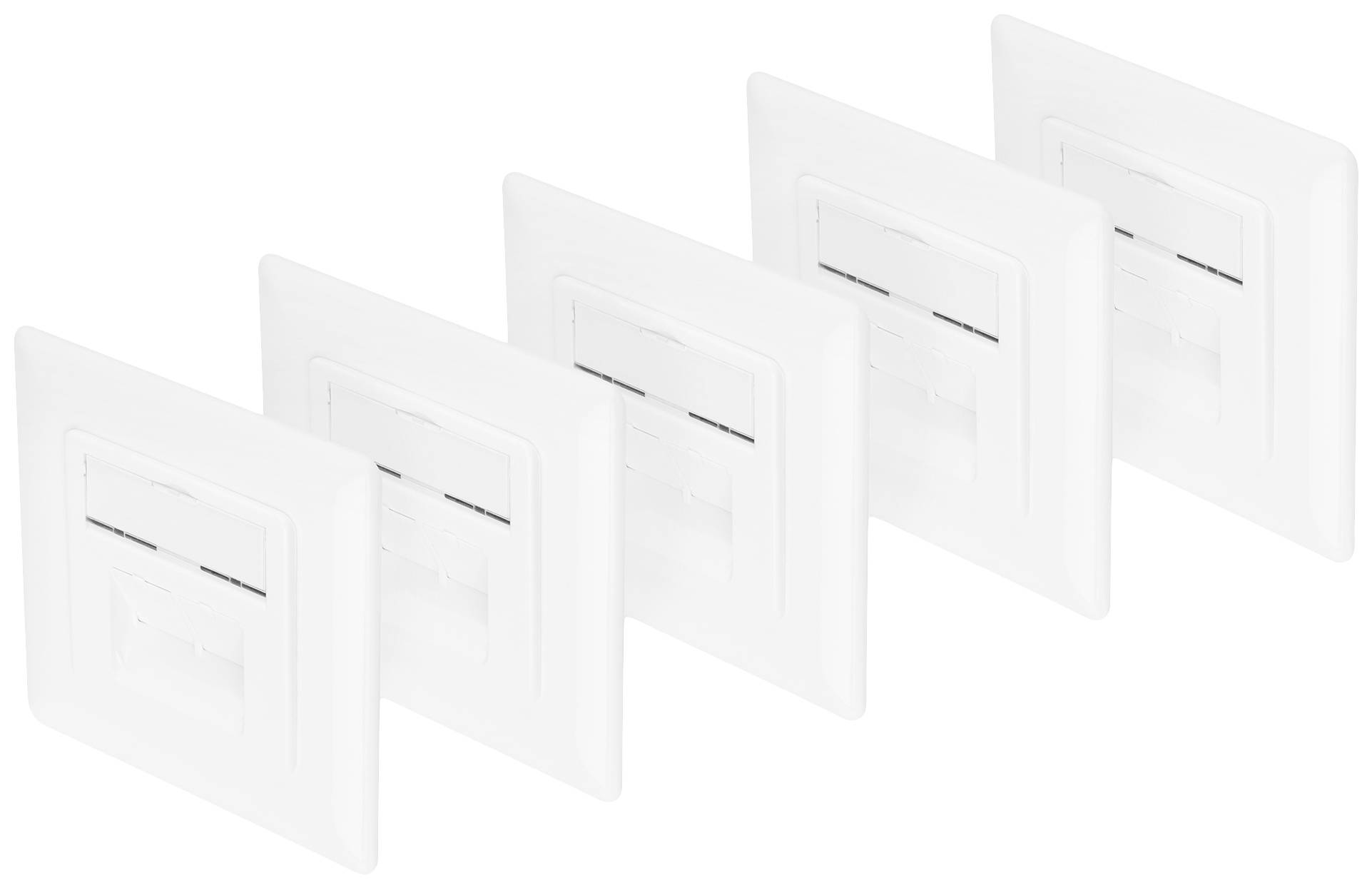 Prise réseau encastré insert avec plaque centrale et châssis CAT 6 2 ports Digitus DN-9005/B5-N blanc pur