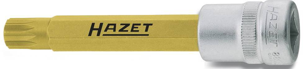 Un embout d'outil Hazet jaune avec raccord argenté, adapté aux travaux dans le domaine automobile pour le vissage et l'usinage de boulons.