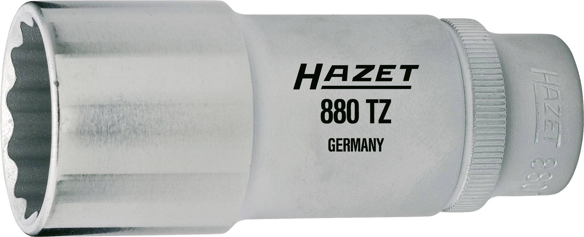 Écrou à vis Hazet, modèle 880 TZ, fabriqué en Allemagne. Outil conçu pour être utilisé avec des cliquets, adapté aux travaux de réparation.