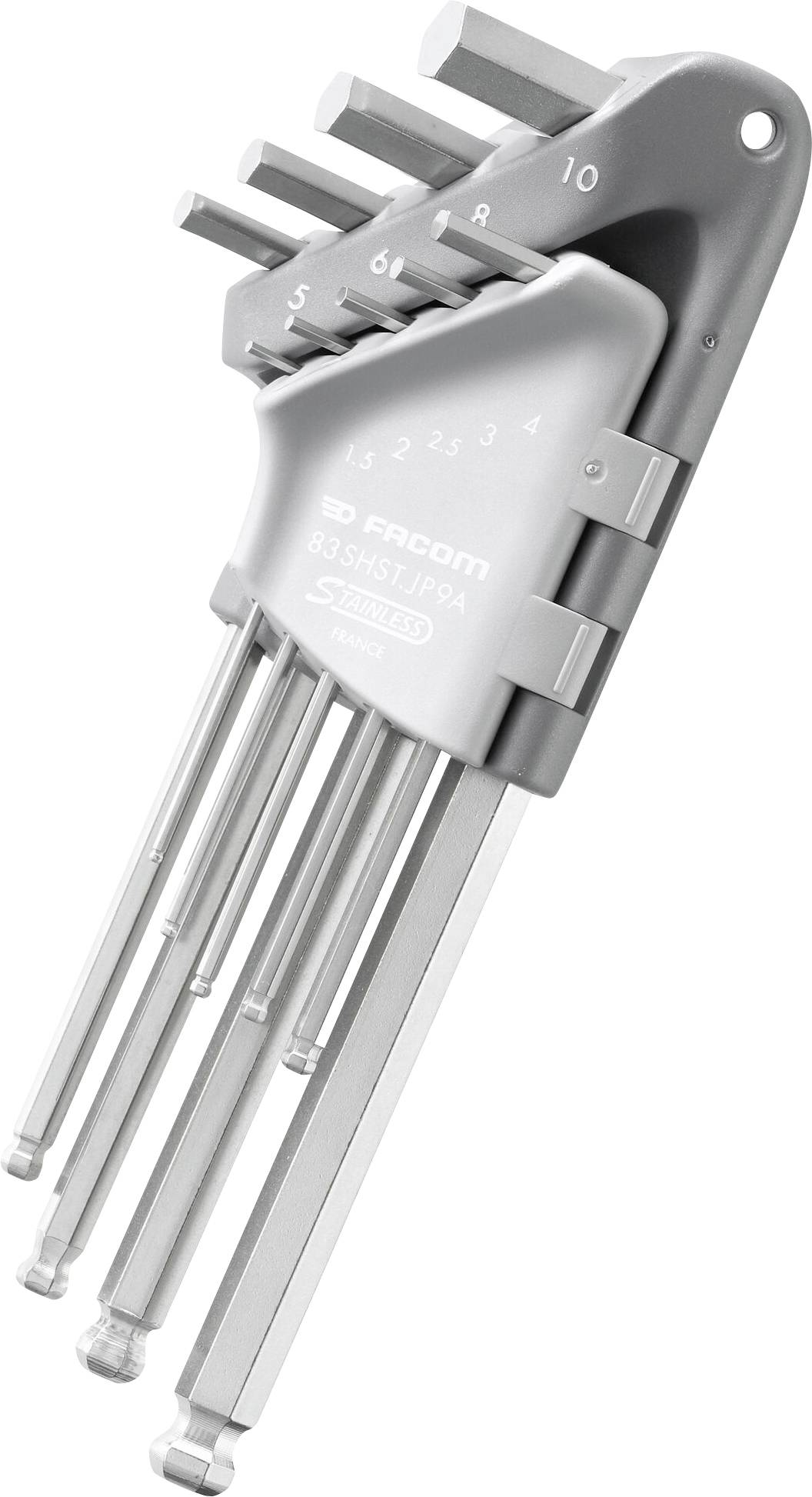 Facom 83SHST.JP9A 6 pans intérieurs Jeu de clés mâles coudées 1.5 mm, 2 mm, 2.5 mm, 3 mm, 4 mm, 5 mm, 6 mm, 8 mm, 10 mm 9 pièces
