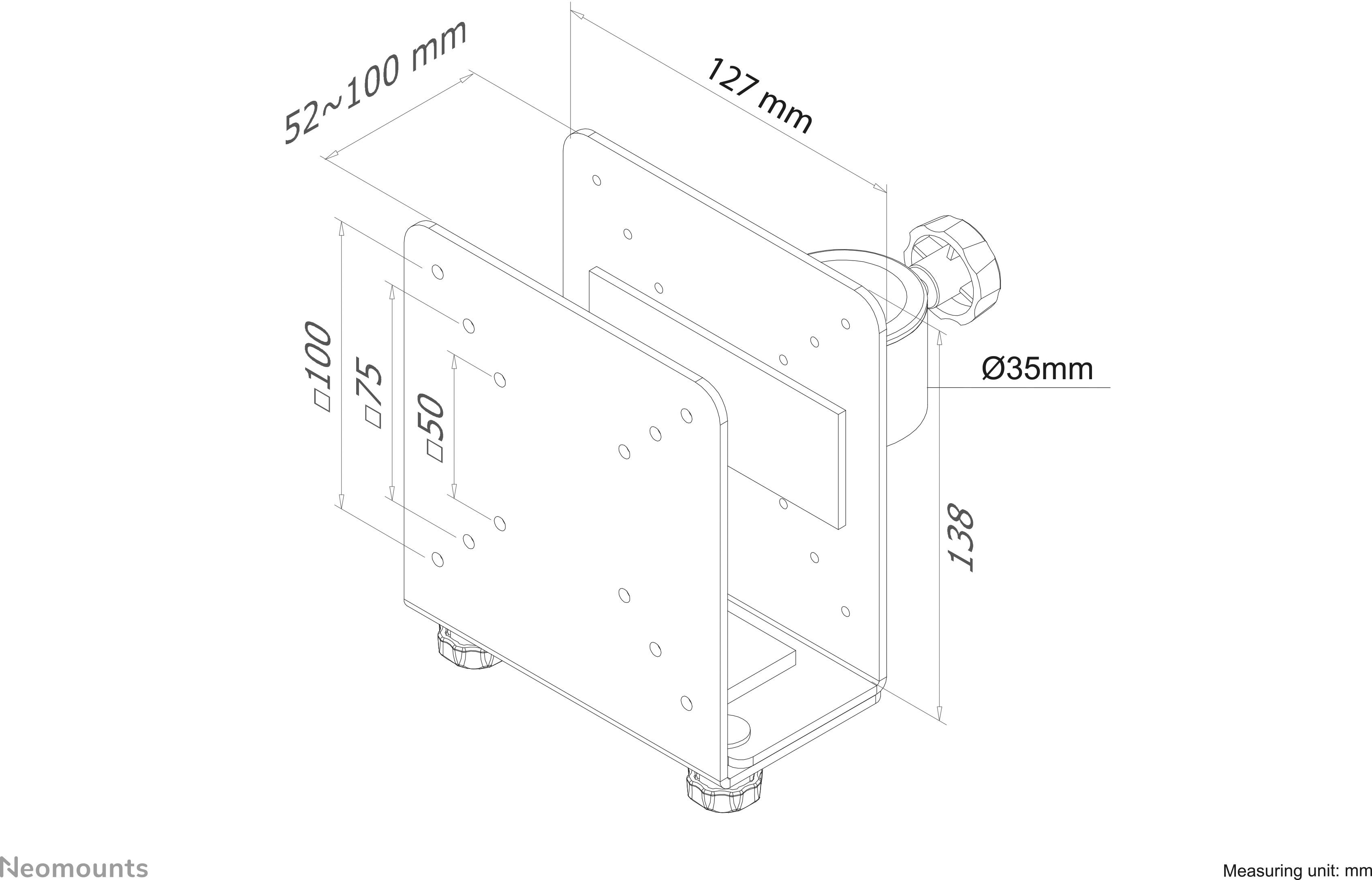 Neomounts Support pour PC sous la table THINCLIENT-10 THINCLIENT-10 argent Poids max. admissible=10 kg