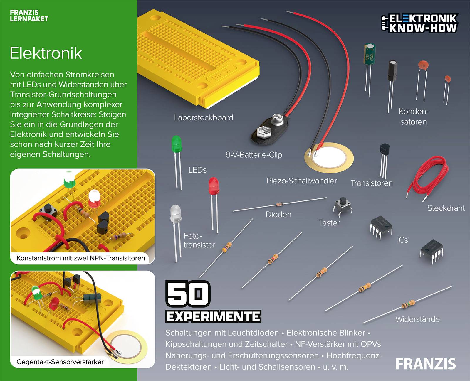 Franzis Verlag 65272 Lernpaket Elektronik Pack ludique à partir de 14 ans