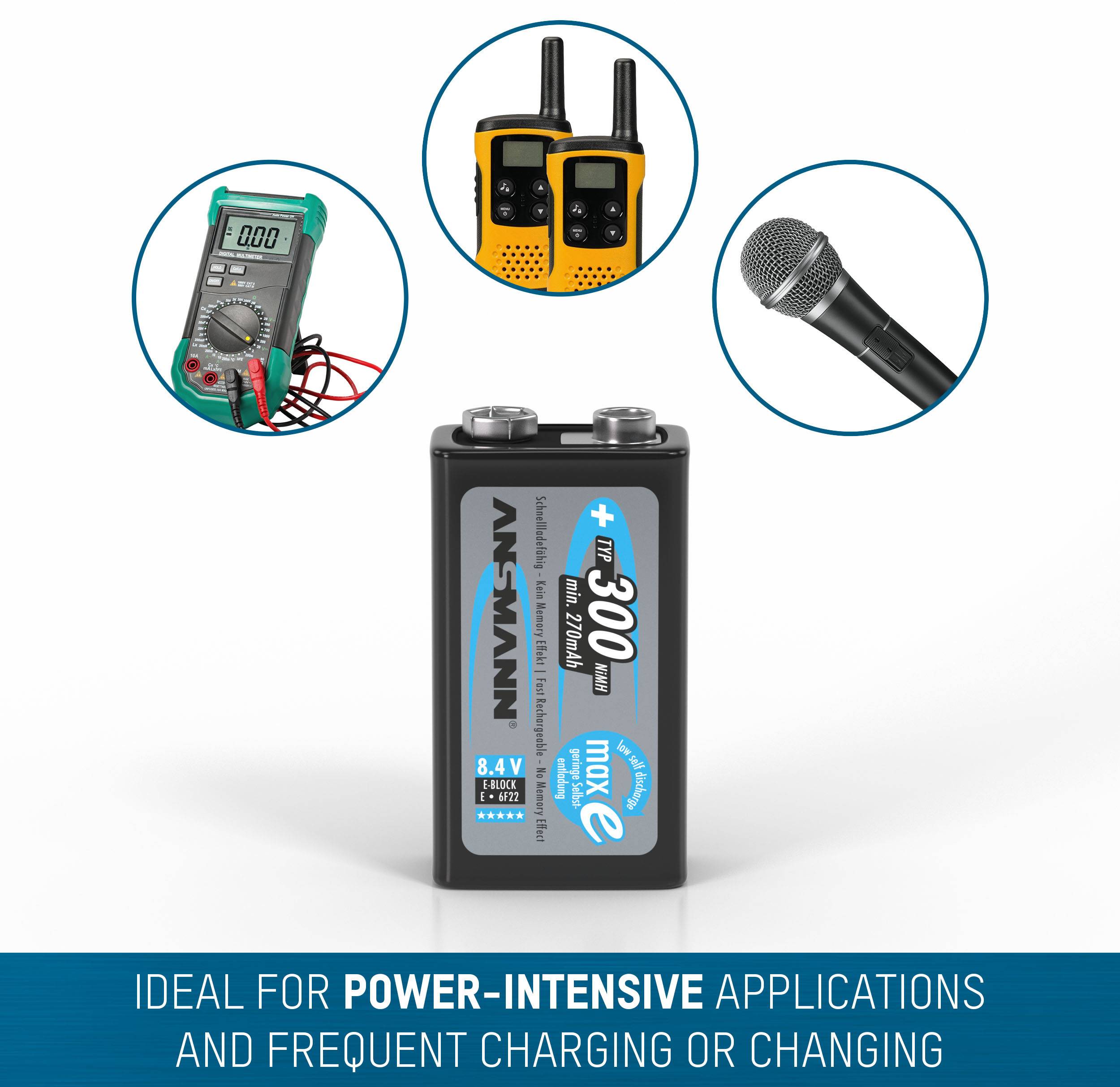 Pile rechargeable 6LR61 (9V) NiMH 8.4 V Ansmann 5035453 300 mAh 1 pc(s)