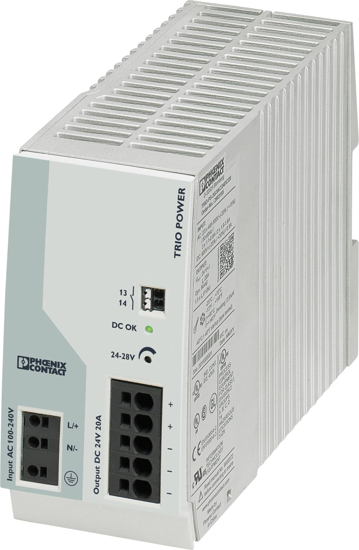Alimentation rail DIN Phoenix Contact TRIO-PS-2G/1AC/24DC/20 20 A 480 W