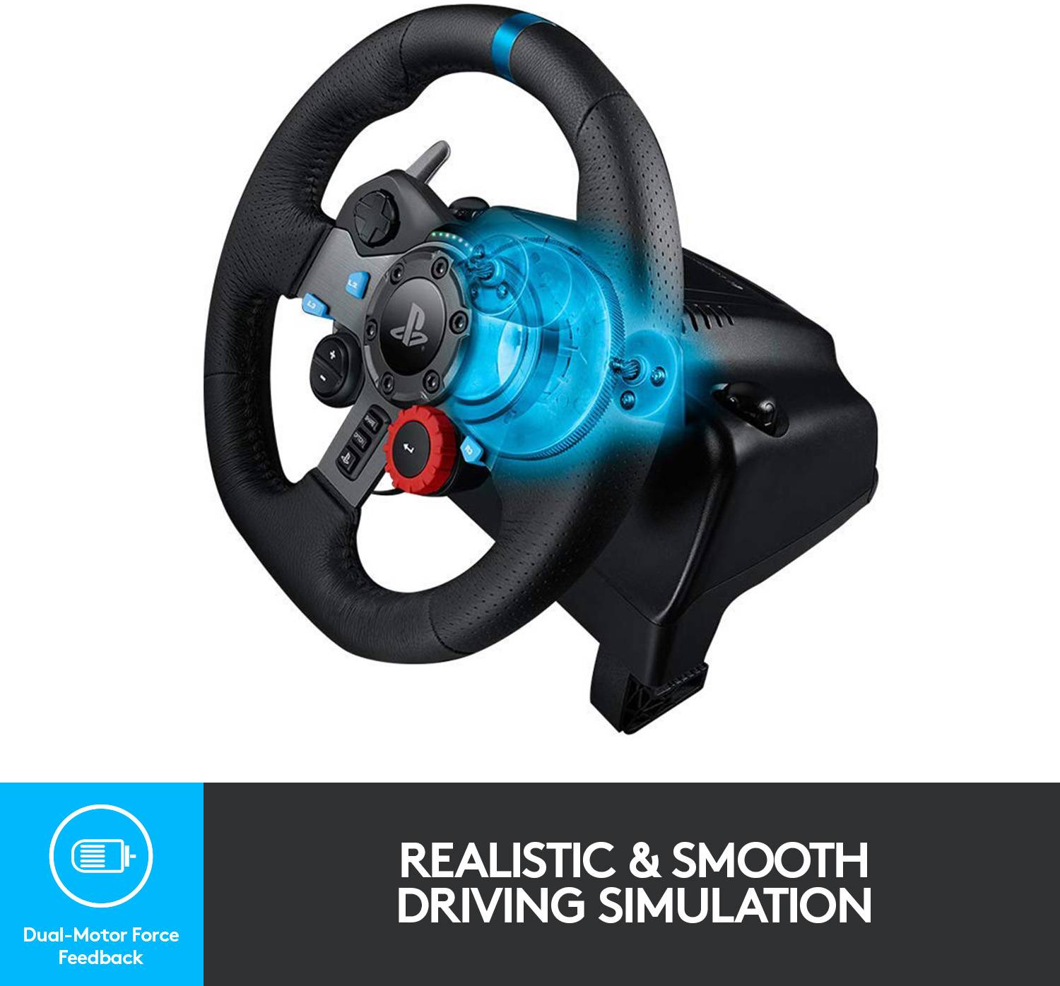 Logitech Gaming G29 Driving Force Volant PC, PlayStation 3, PlayStation 4, PlayStation 5 noir