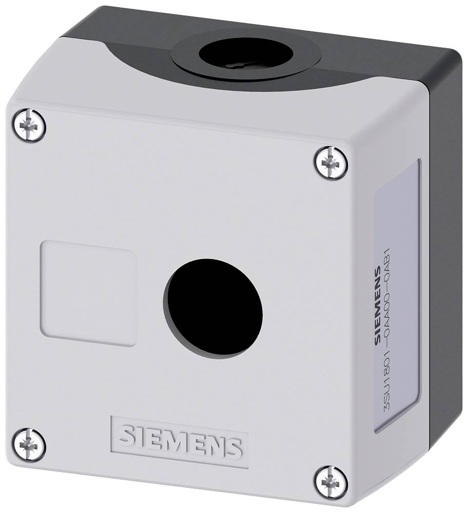 Boîtier avec ouverture circulaire, adapté aux applications industrielles, portant l'inscription 'Siemens'.