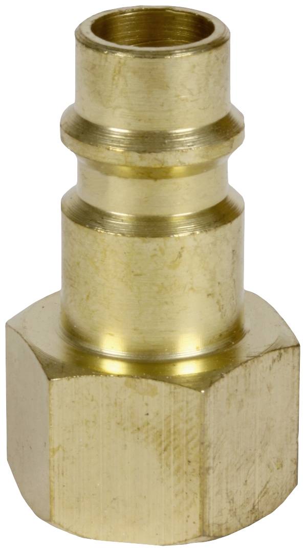 Adaptateur en laiton avec filetage hexagonal et raccord de tuyau cannelé, adapté pour le raccordement de tuyaux à des machines ou des instruments.