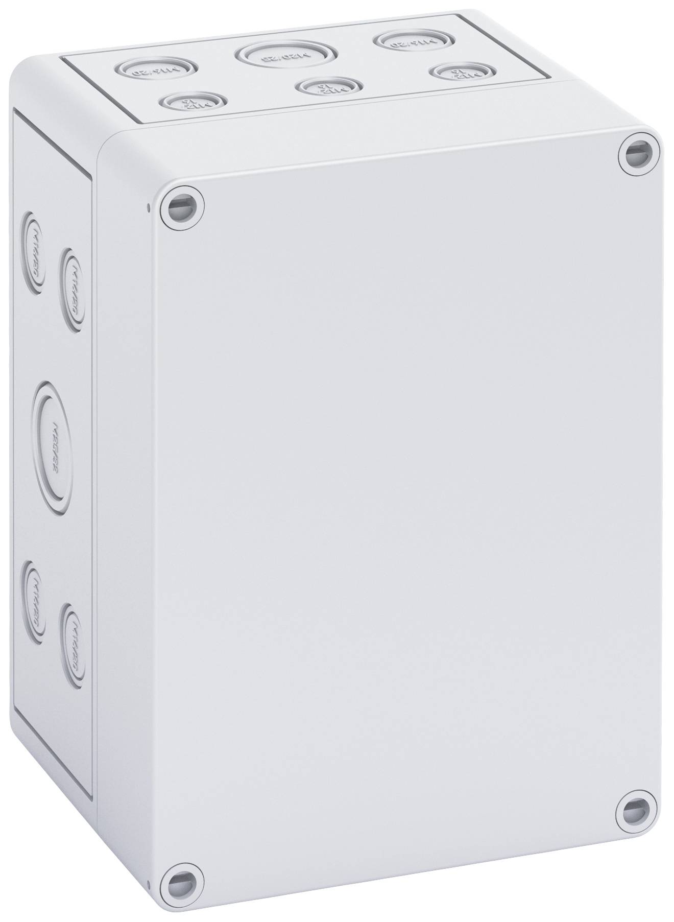 Un module rectangulaire blanc en plastique, doté de plusieurs cavités circulaires et présentant des angles arrondis.
