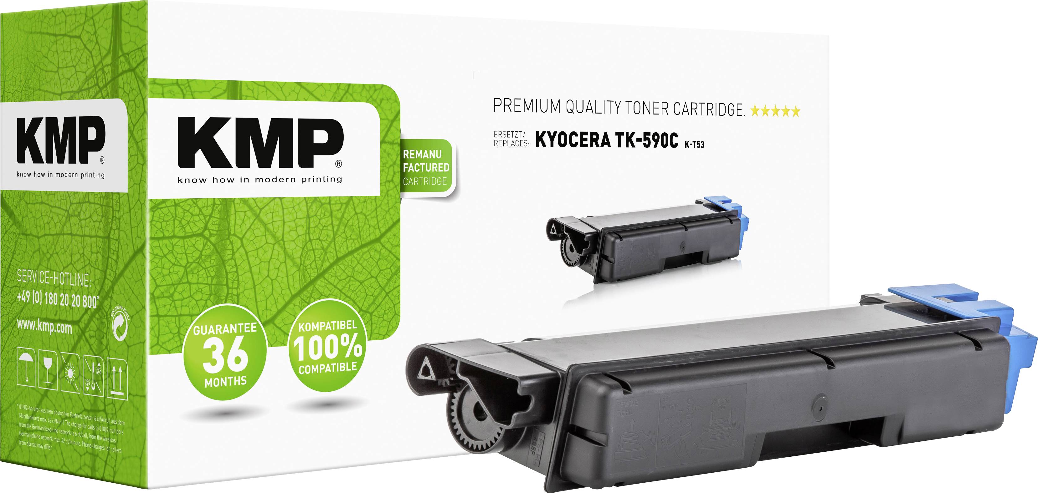 Cassette de toner KMP K-T53 remplace Kyocera TK-590C compatible cyan 5000 pages