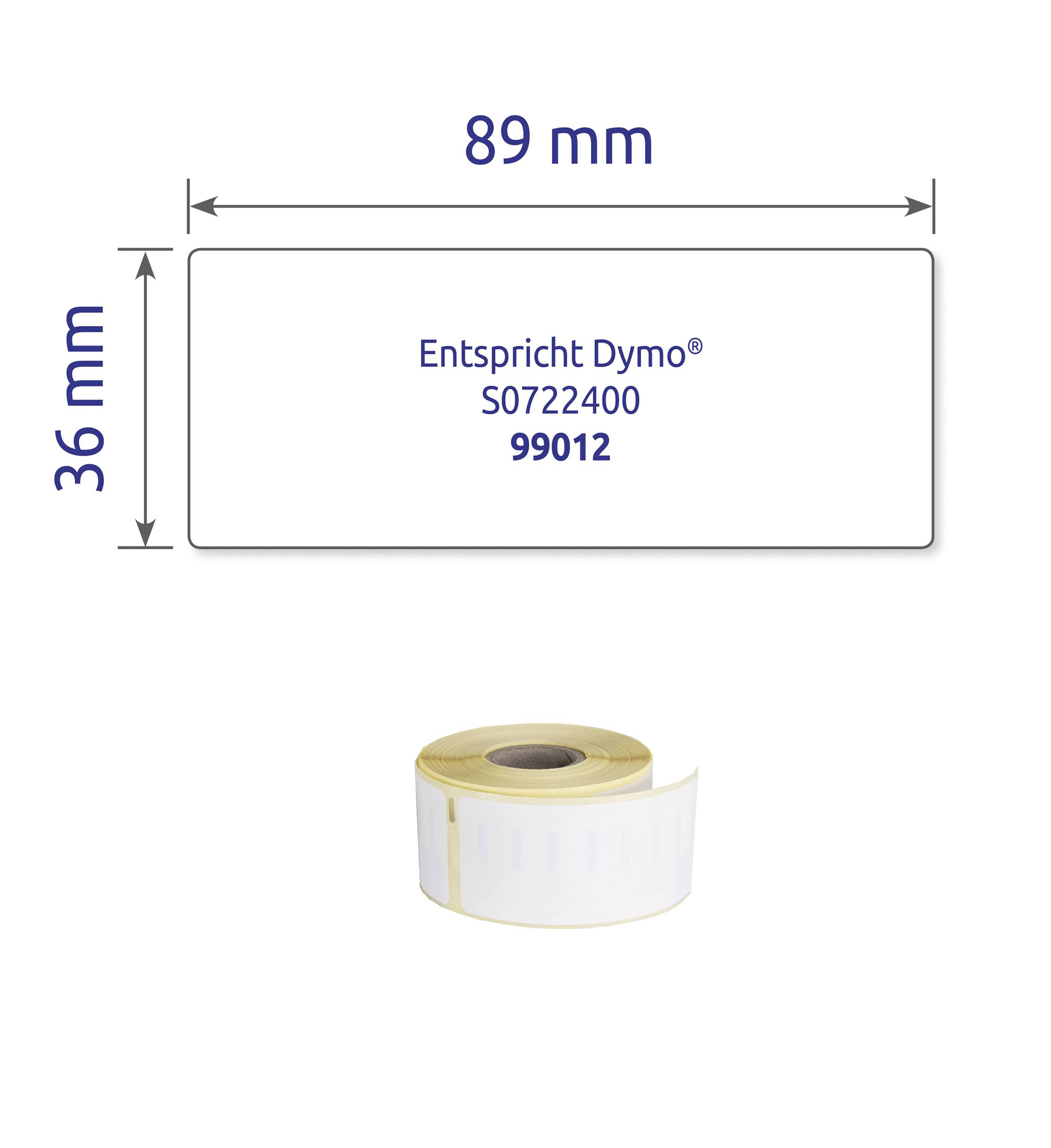 Avery-Zweckform Rouleau d'étiquettes compatible remplace DYMO, Seiko 99012, S0722400 89 x 36 mm papier blanc 260 pc(s) fixation