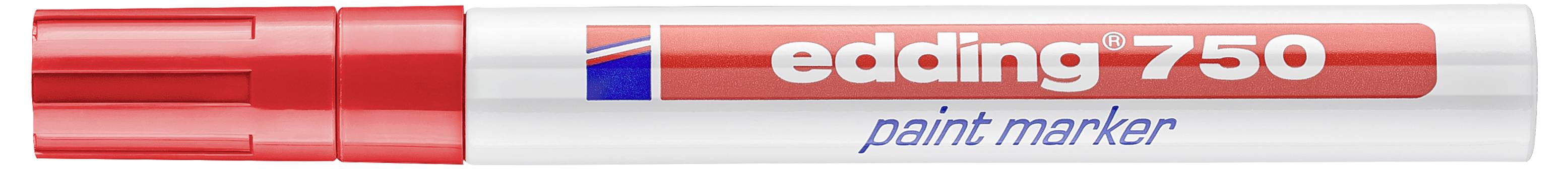 Roter Edding 750 Lackmarkerstift mit weißem Schaft, beschriftet mit „edding 750" und „paint marker".