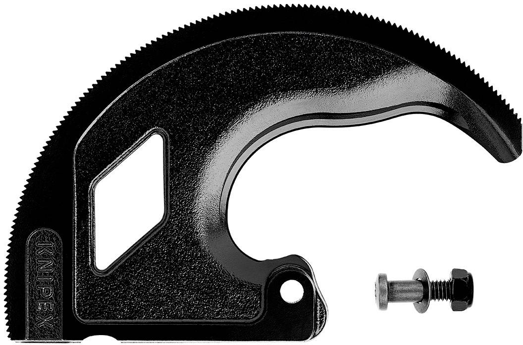 Lame de rechange noire pour coupe-câbles, de forme courbe, avec une petite partie vissée à côté. Adapté pour la coupe précise des câbles.