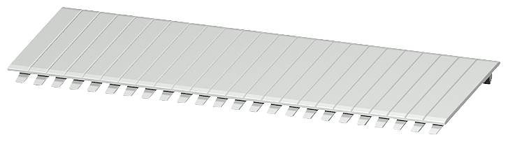 Couvercle de câble blanc rectangulaire avec des fentes parallèles.