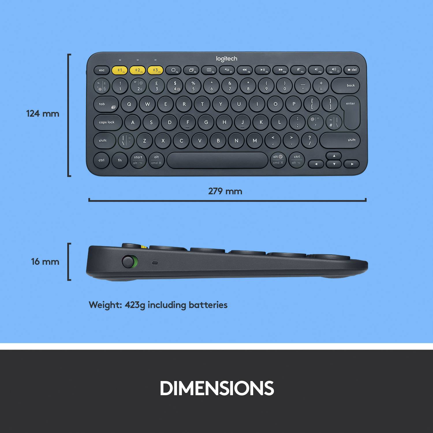 Clavier Logitech K380 Multi-Device Bluetooth® Keyboard gris foncé