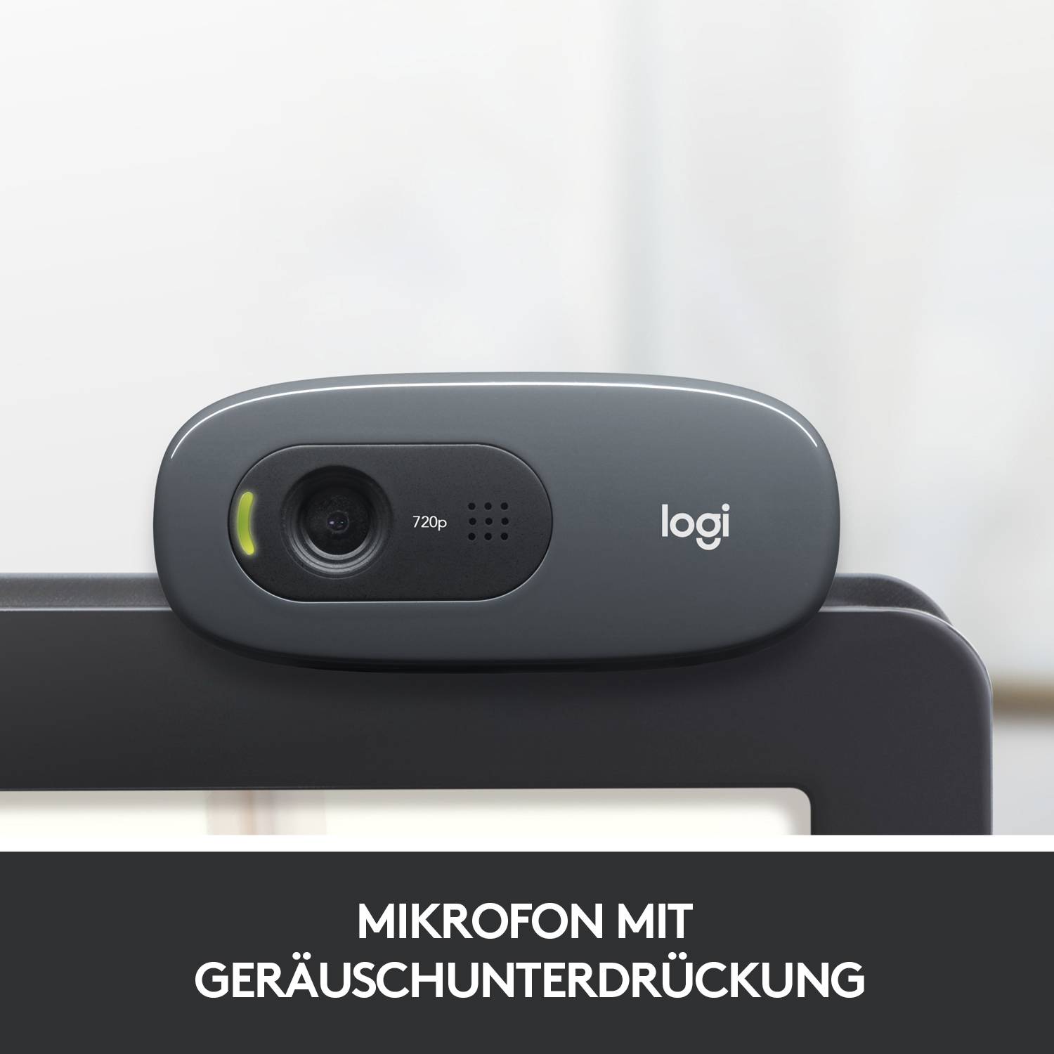 Webcam HD 1280 x 720 Pixel Logitech C270 pied de support, support à pince