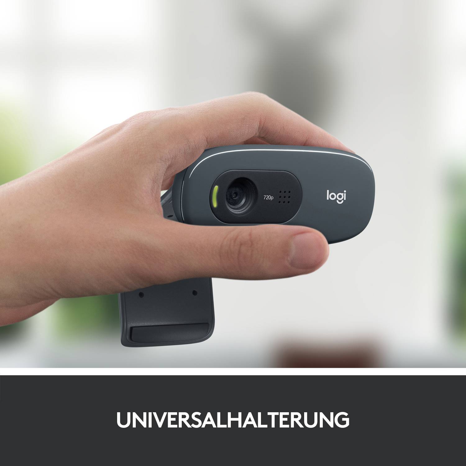 Webcam HD 1280 x 720 Pixel Logitech C270 pied de support, support à pince