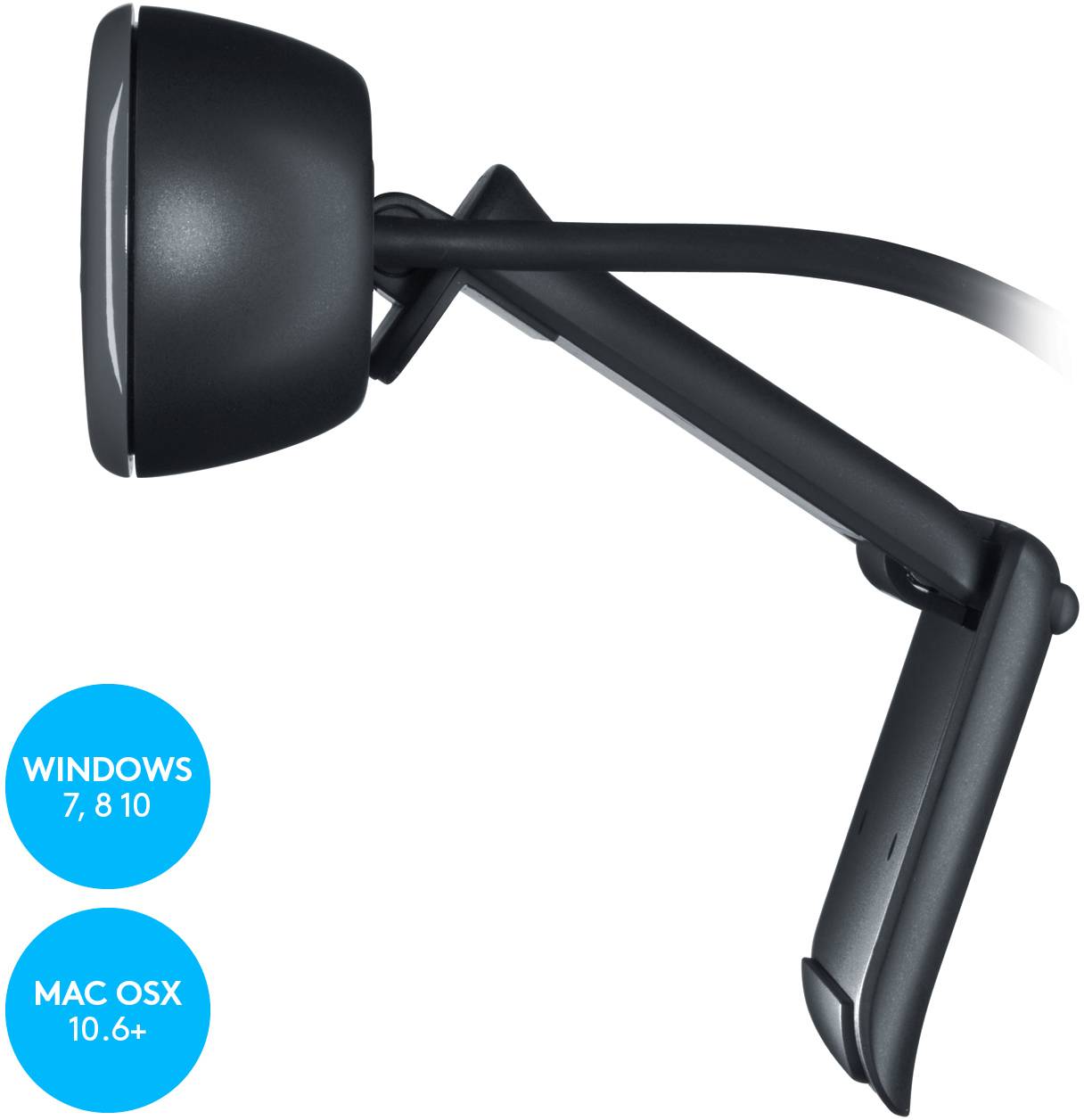 Webcam HD 1280 x 720 Pixel Logitech C270 pied de support, support à pince