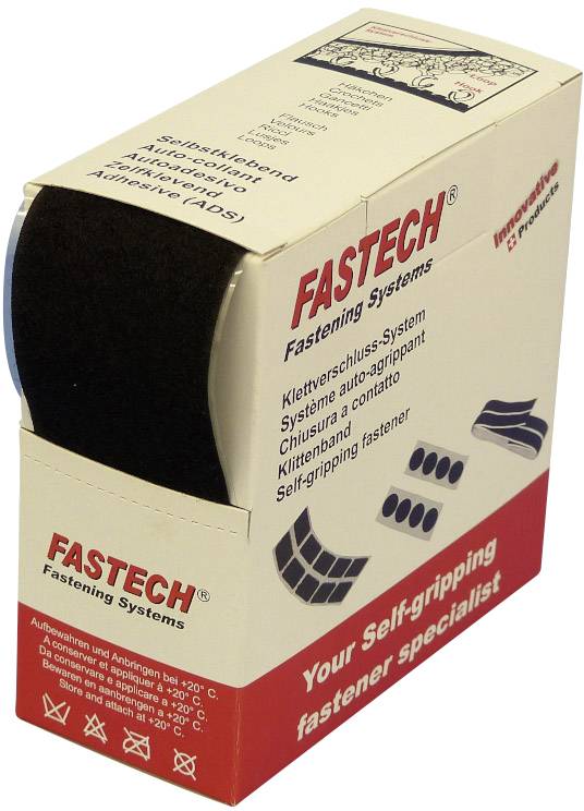 FASTECH® B50-SK-L-999905 Bande auto-agrippante hotmelt à coller partie velours (L x l) 5 m x 50 mm noir 5 m