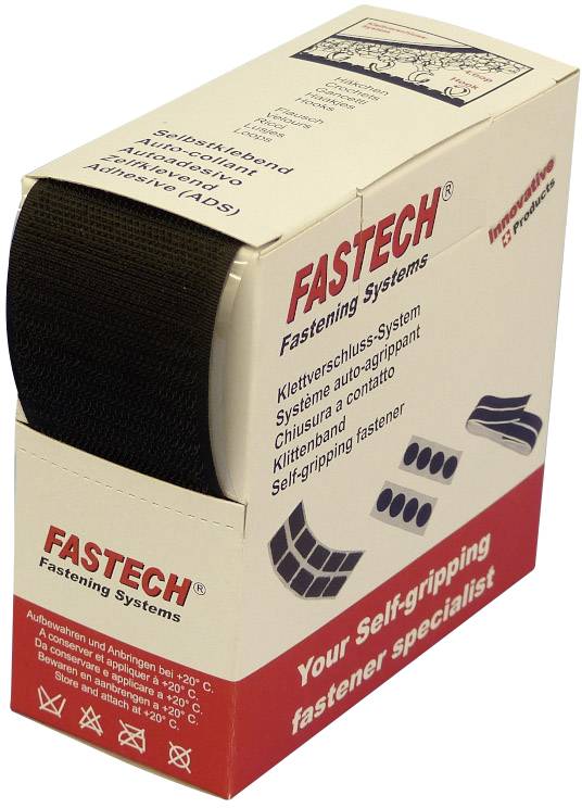 FASTECH® B50-SK-H-999905 Bande auto-agrippante hotmelt à coller partie crochets (L x l) 5 m x 50 mm noir 5 m