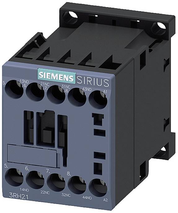Contacteur de marque Siemens de la série SIRIUS. Il possède plusieurs bornes de raccordement et est principalement utilisé dans les circuits de commande.