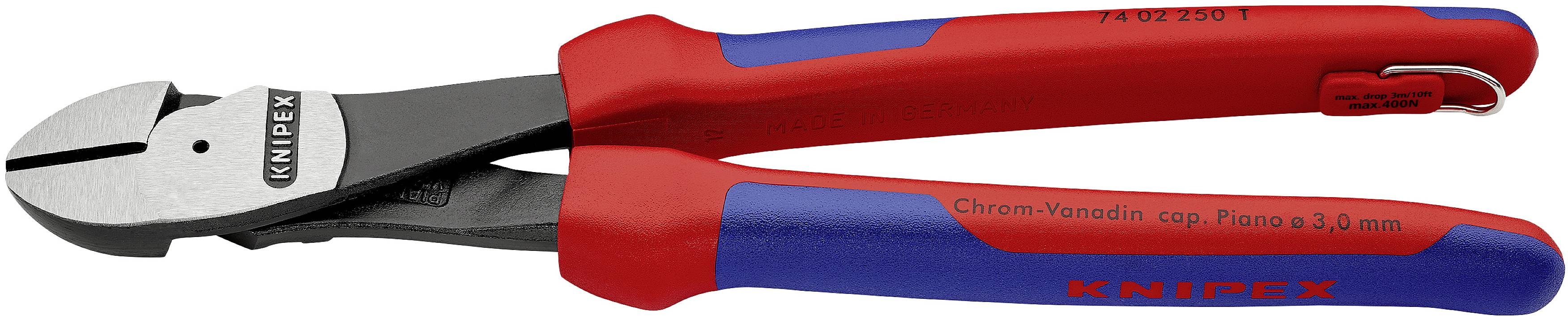 Pince coupante diagonale à forte démultiplication avec oeillet de fixation Knipex 74 02 250 T 250 mm 1 pc(s)