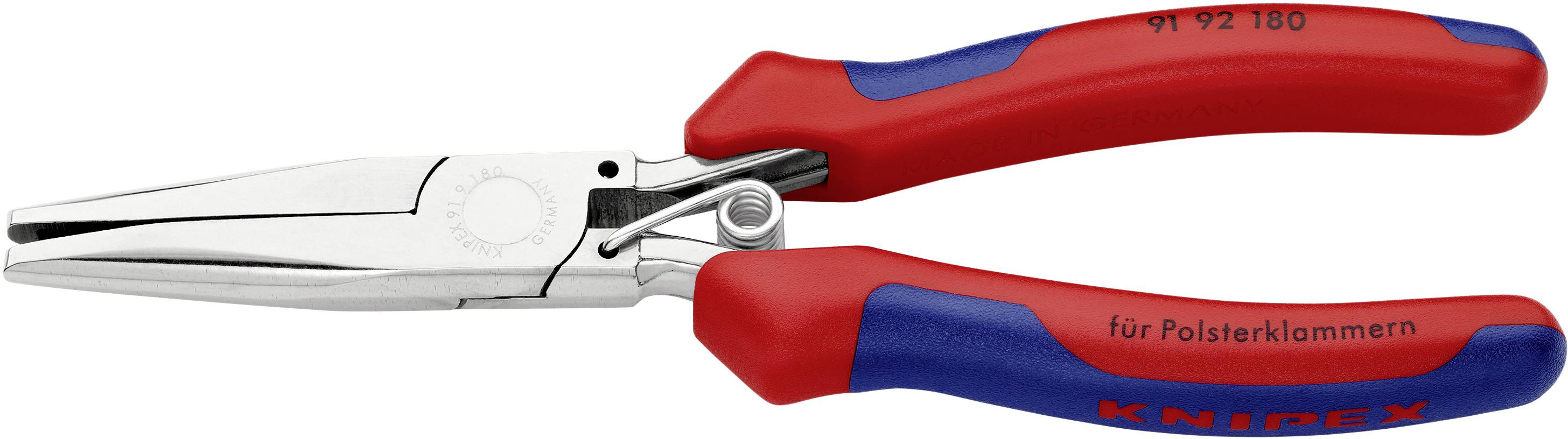 Pince pour clips de rembourrage polie avec poignées bi-matières 185 mm Knipex 91 92 180