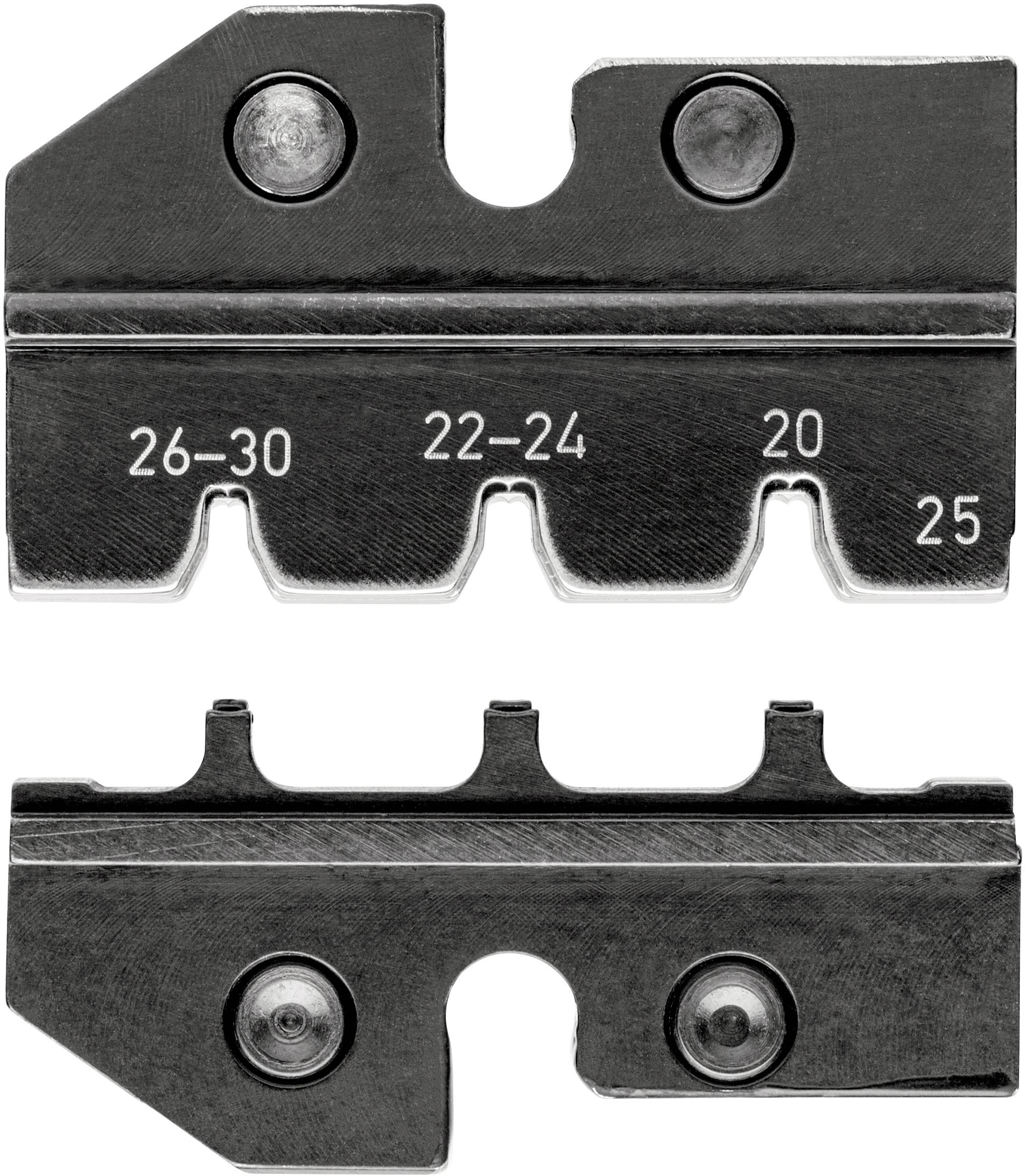 Deux lames métalliques portant des marquages numérotés : '26-30', '22-24', '20', '25'. Les lames sont fixées avec des vis.