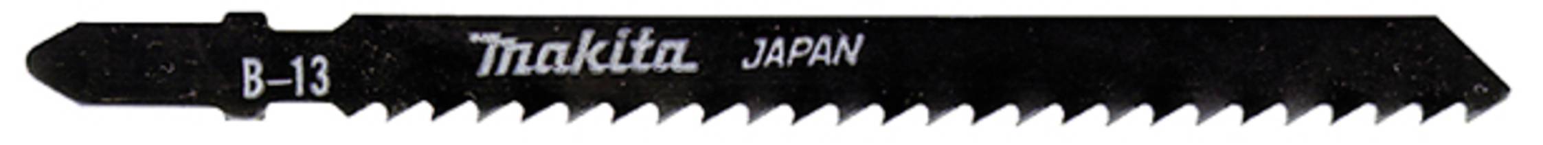 Une lame de scie noire de Makita portant le marquage 'B-13' et le pays d'origine 'JAPON'.