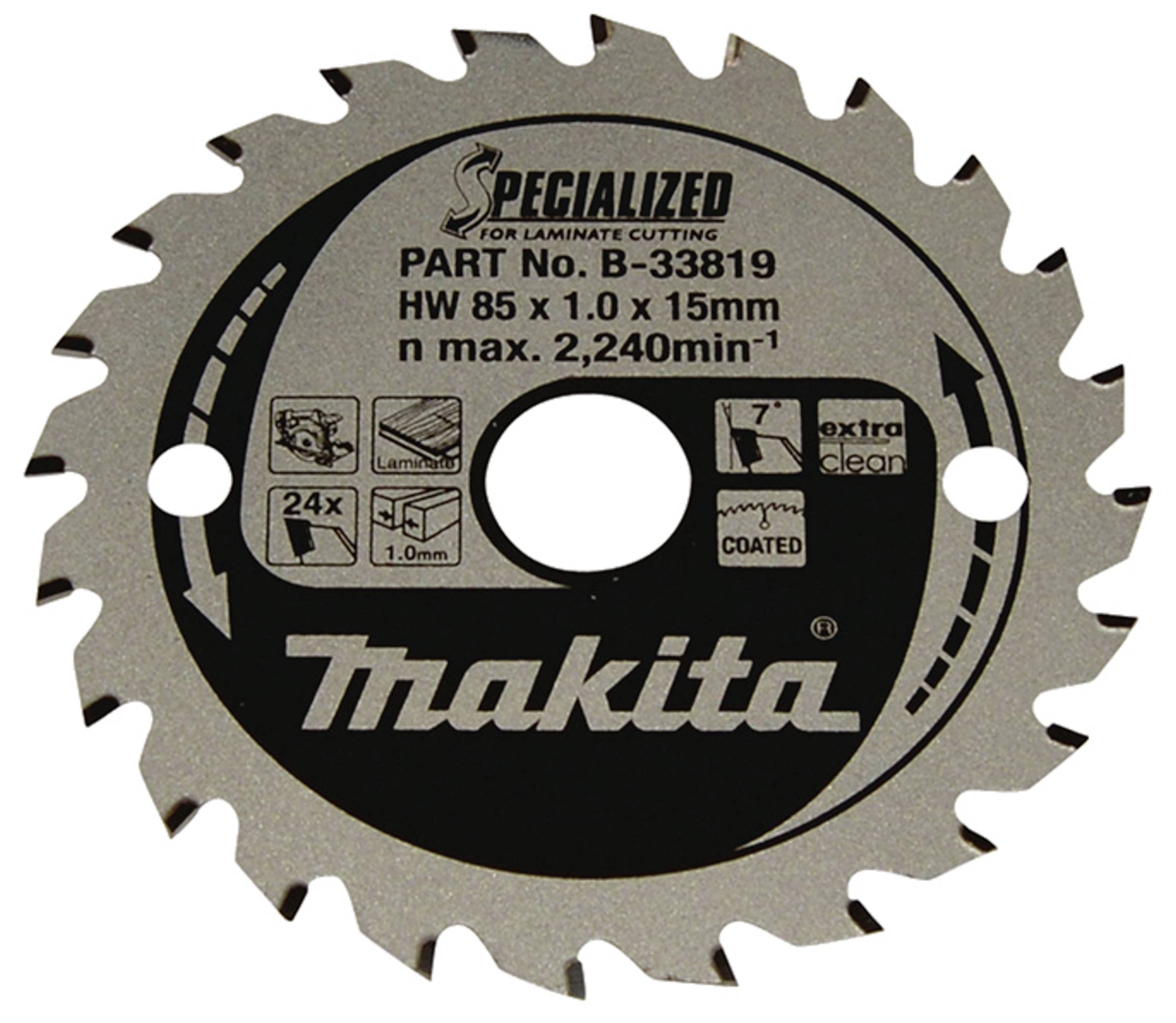 Makita SPECIALIZED B-33819 Lame de scie circulaire 85 x 15 x 1.0 mm Nombre de dents: 24 1 pc(s)