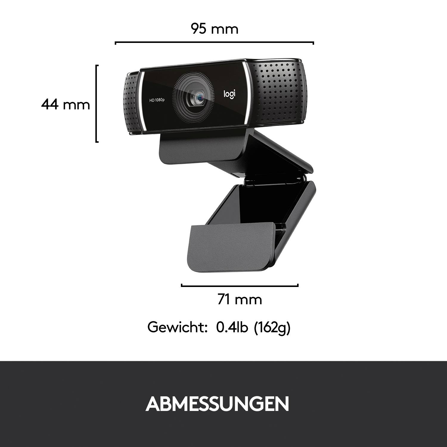 Webcam Full HD 1920 x 1080 Pixel Logitech C922 Pro Stream pied de support, support à pince