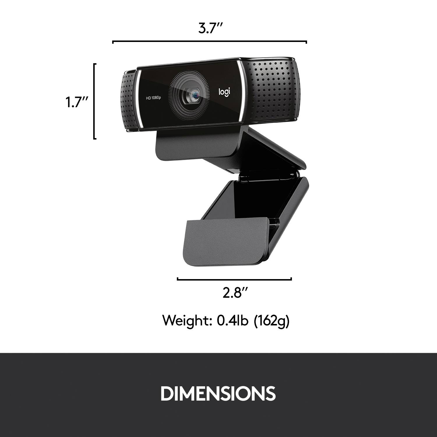 Webcam Full HD 1920 x 1080 Pixel Logitech C922 Pro Stream pied de support, support à pince
