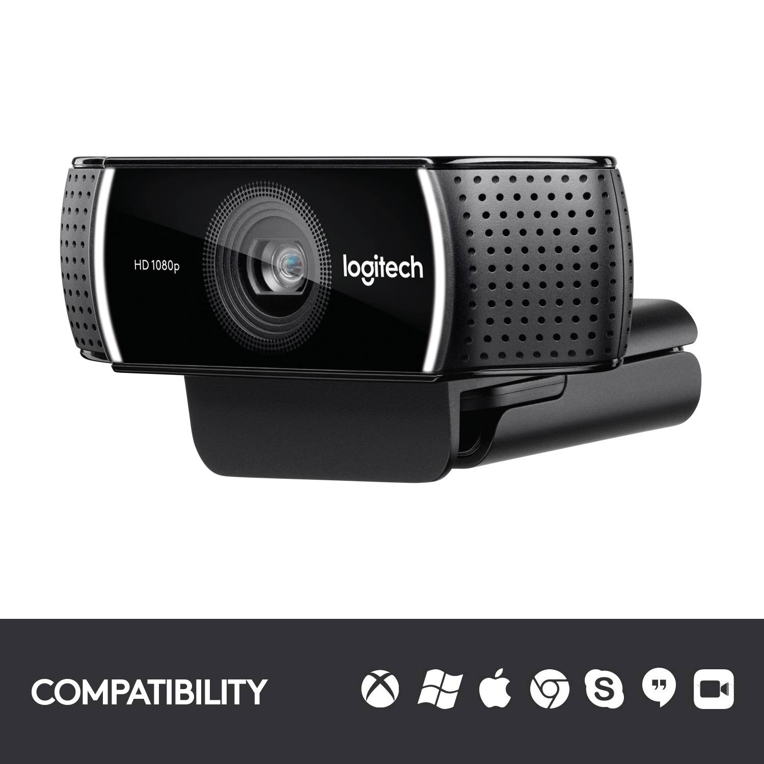 Webcam Full HD 1920 x 1080 Pixel Logitech C922 Pro Stream pied de support, support à pince