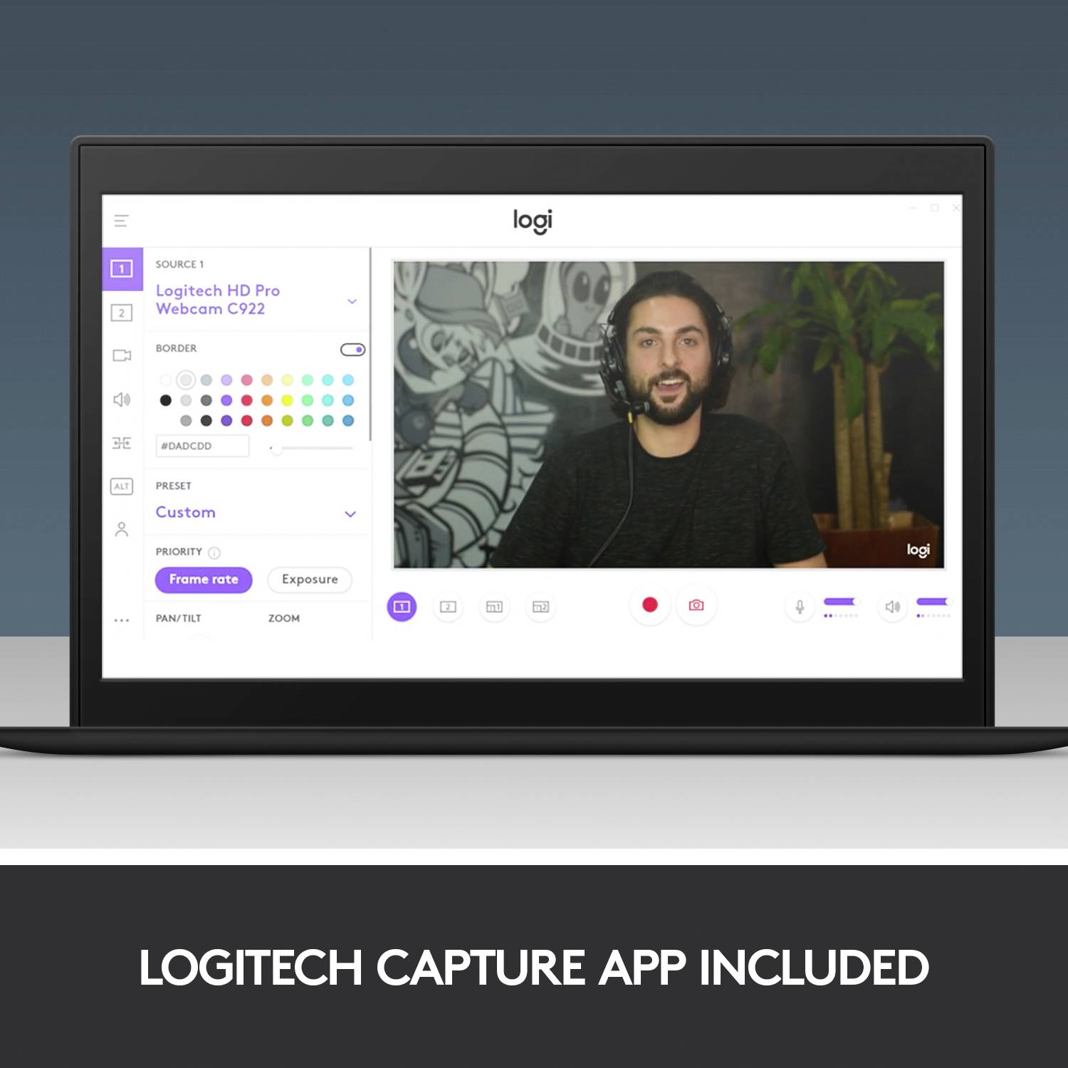 Webcam Full HD 1920 x 1080 Pixel Logitech C922 Pro Stream pied de support, support à pince