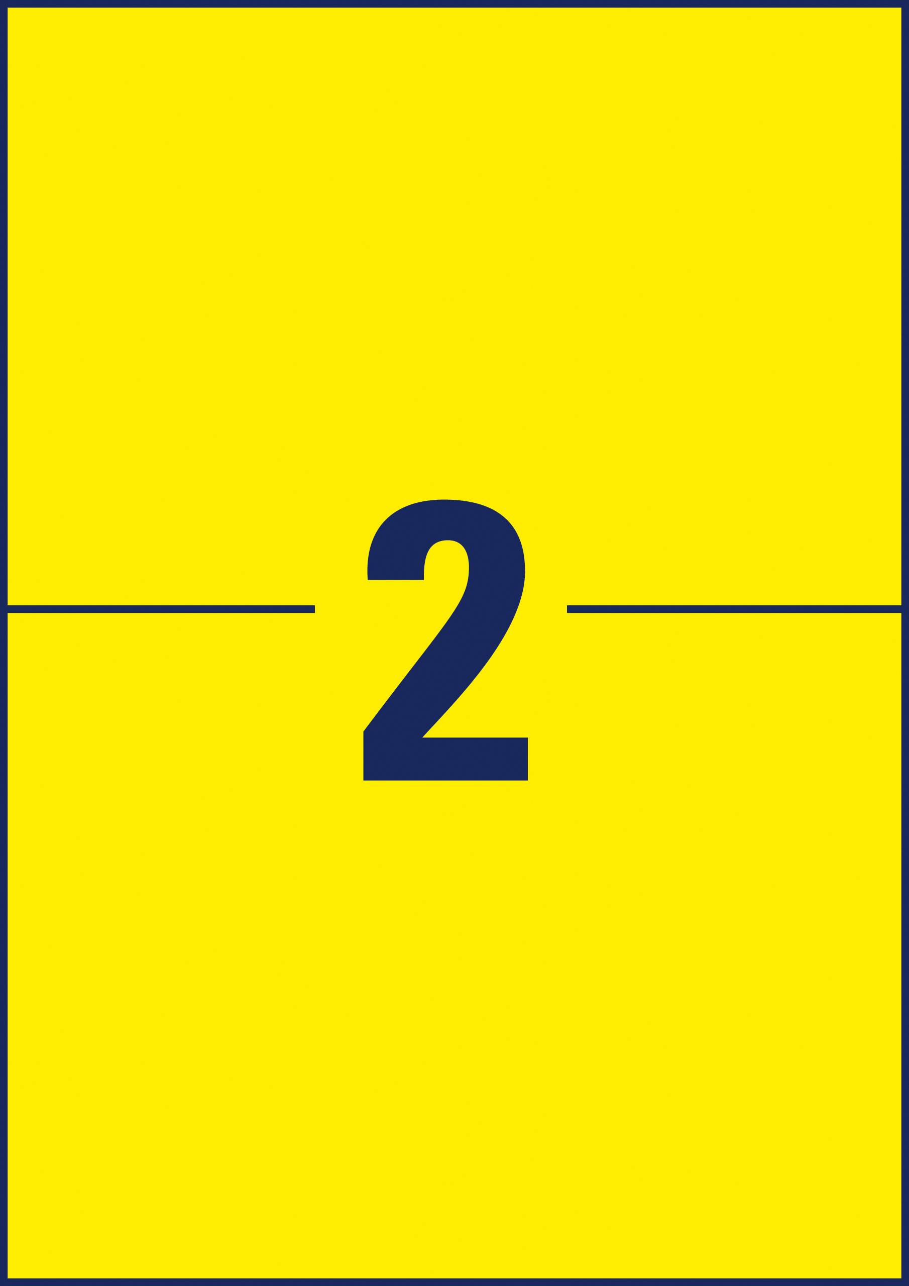 Rectangle jaune avec le chiffre bleu foncé '2' au centre.