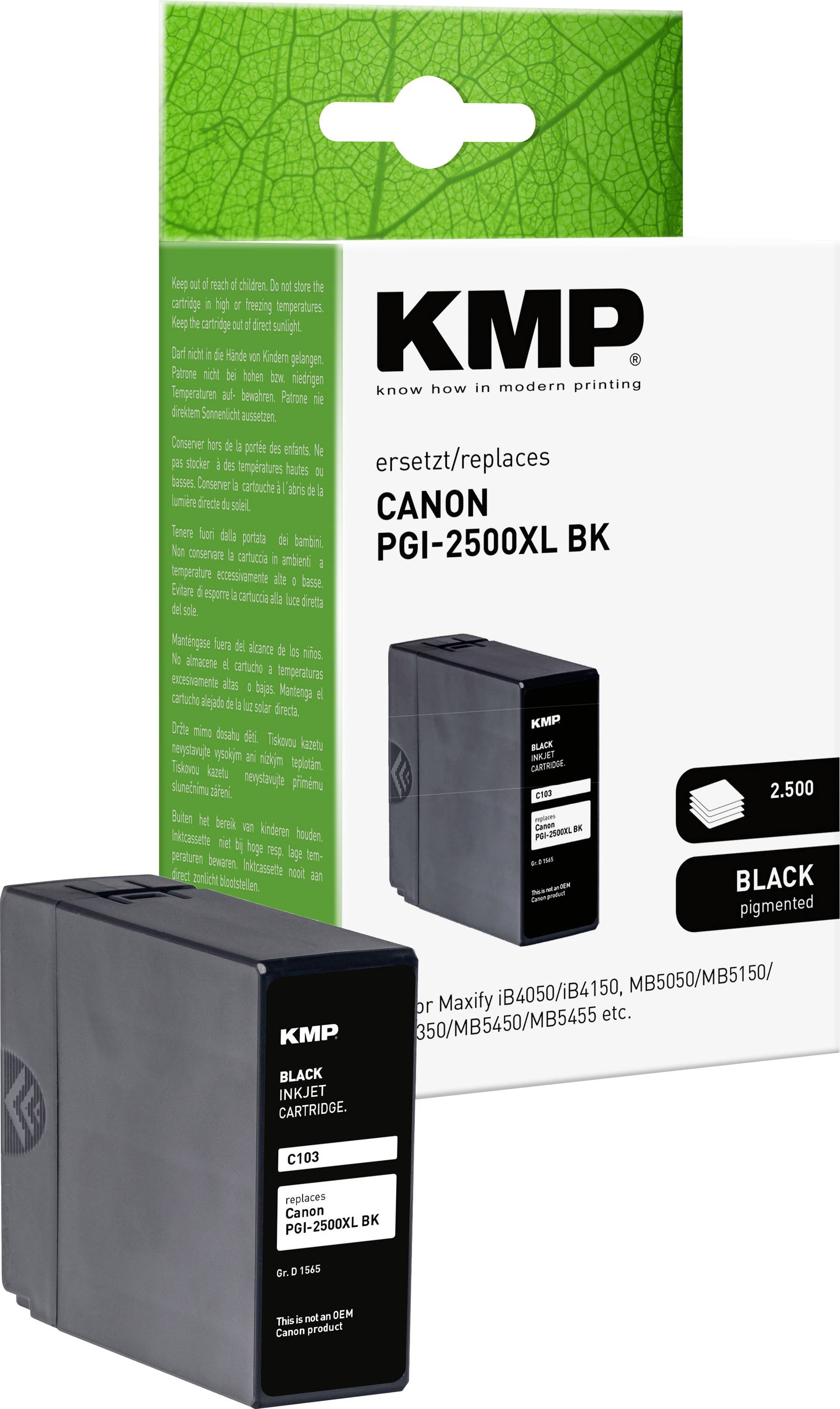 KMP Encre remplace Canon PGI-2500BK XL compatible noir C103 1565,0001
