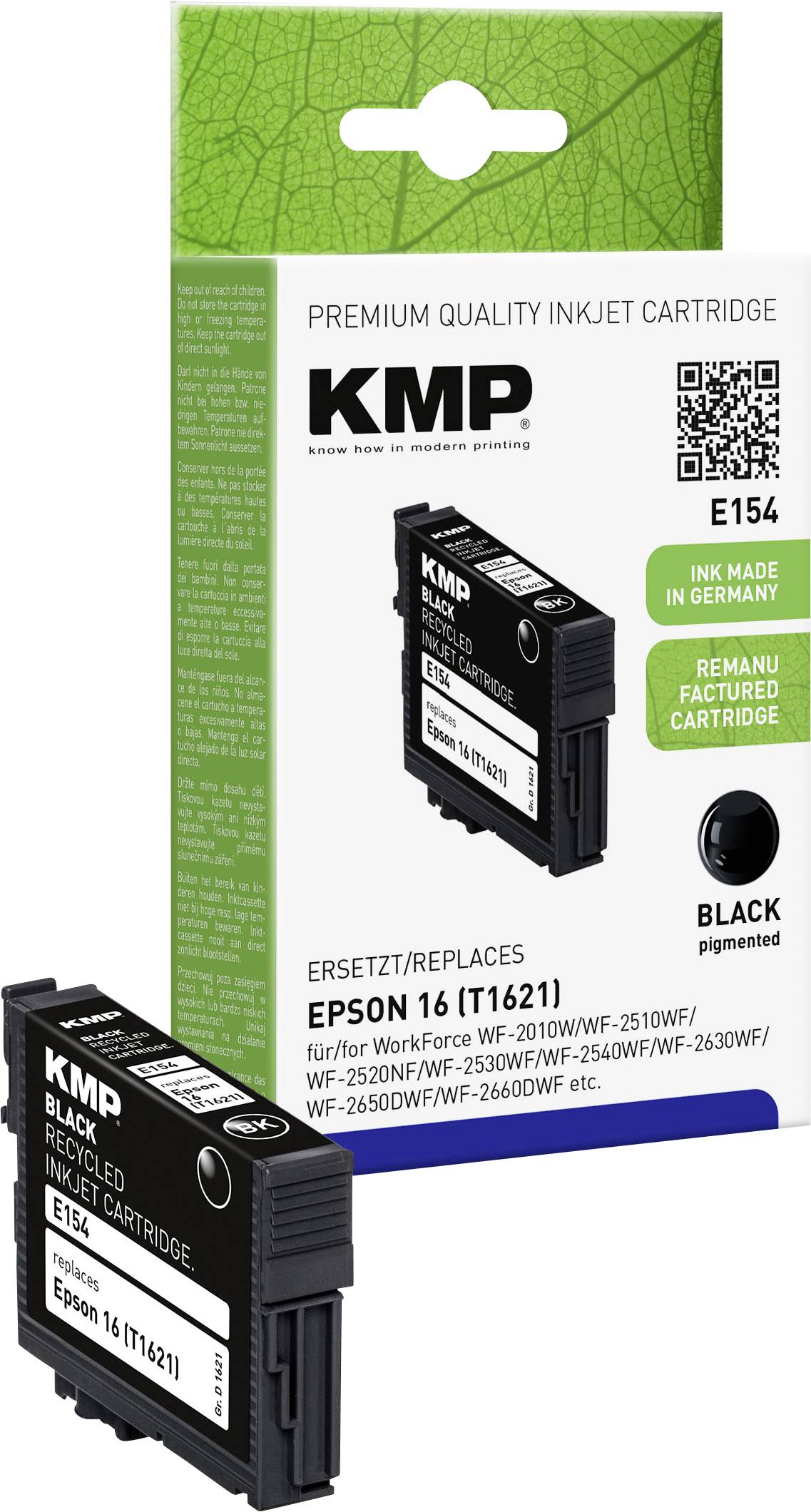 KMP Encre remplace Epson 16, T1621 compatible noir E154 1621,4801