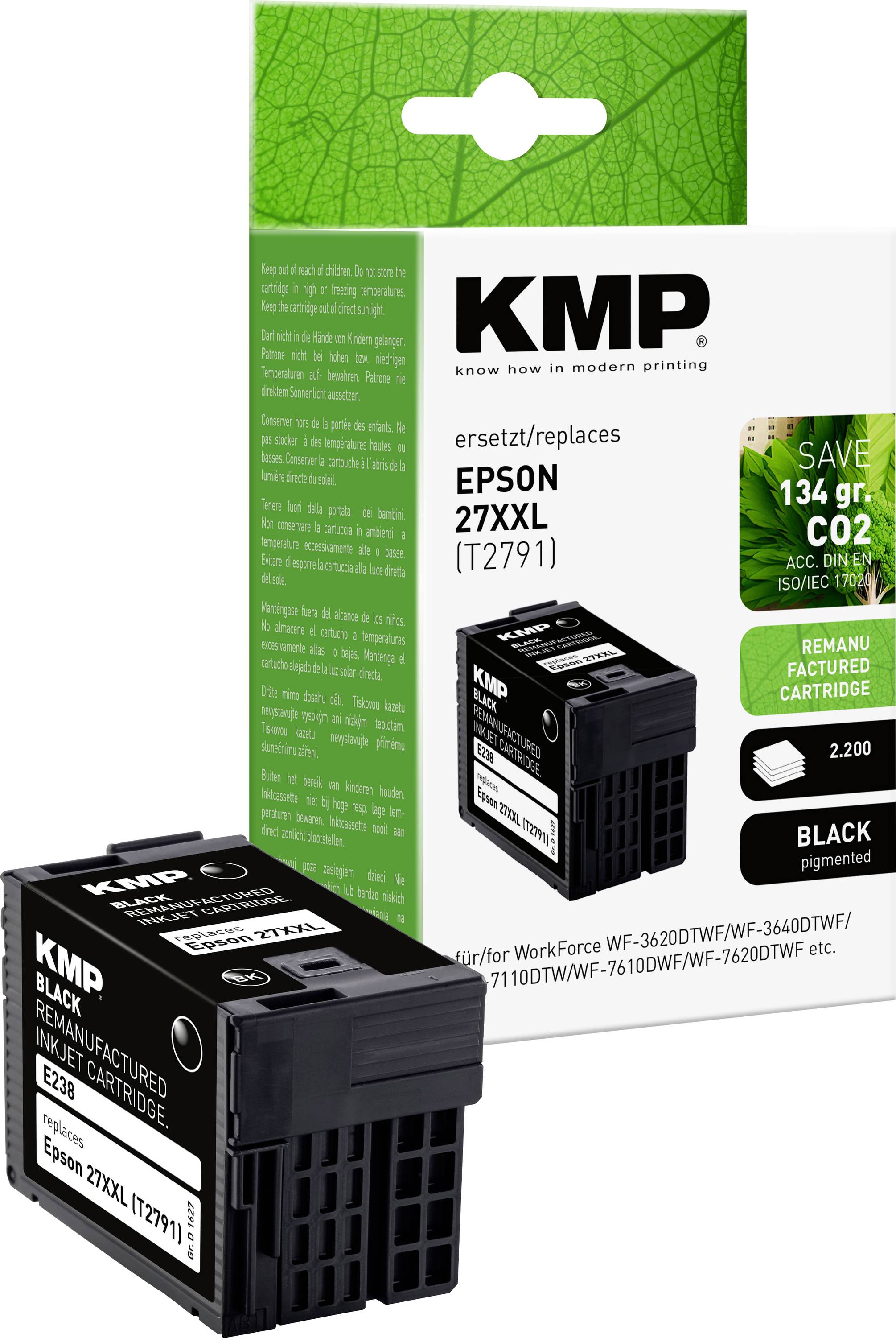 KMP Encre remplace Epson 27XXL, T2791 compatible noir E186 1627,4201