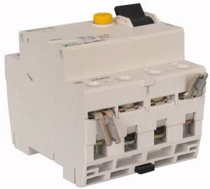 Un interrupteur électrique blanc avec un bouton jaune et un levier noir. Principalement utilisé dans des applications industrielles.