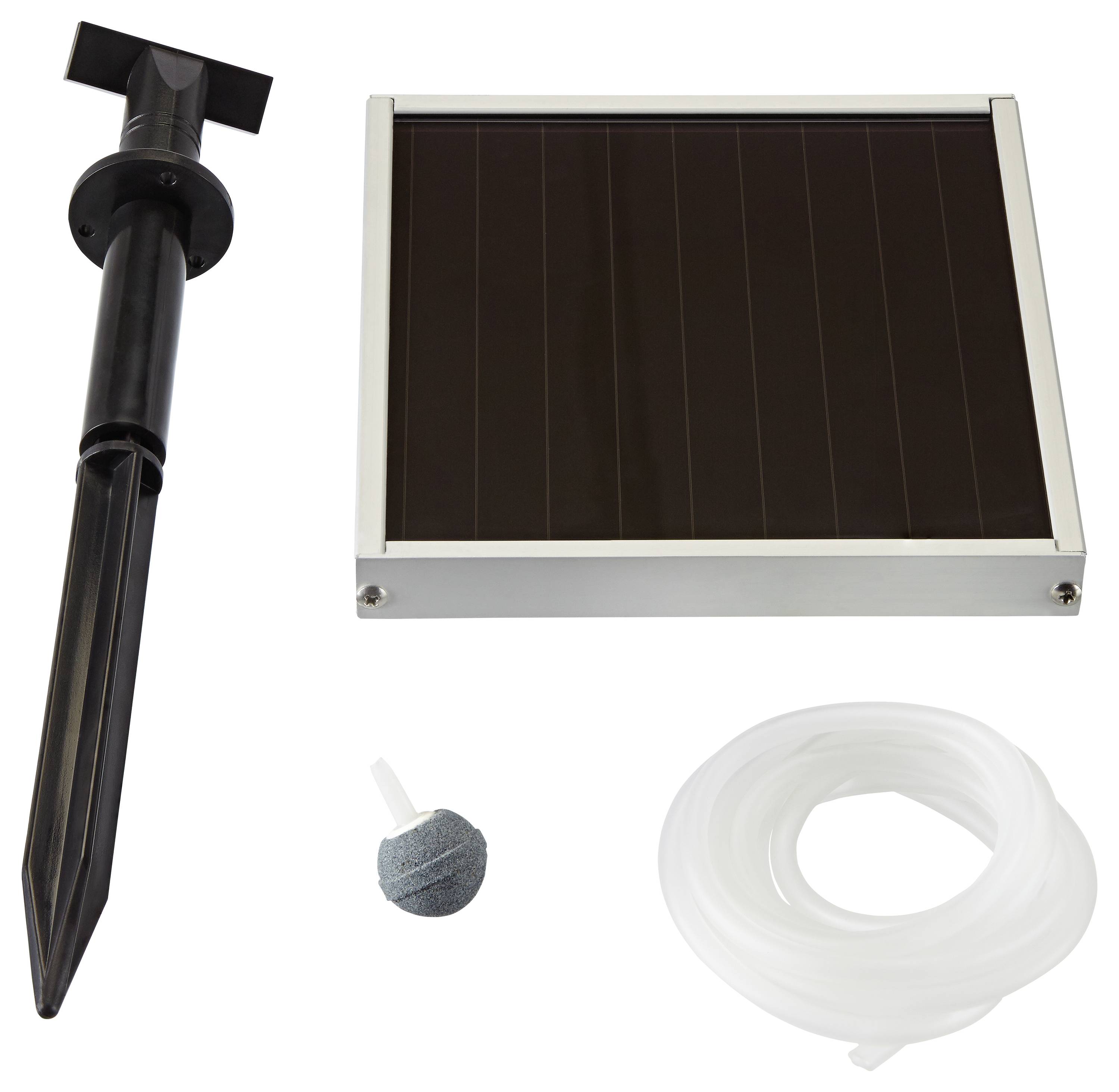 Kit de pompe à eau solaire avec un panneau solaire noir, un piquet de pompage, une pierre à air et un tuyau transparent, adapté aux petites fontaines.