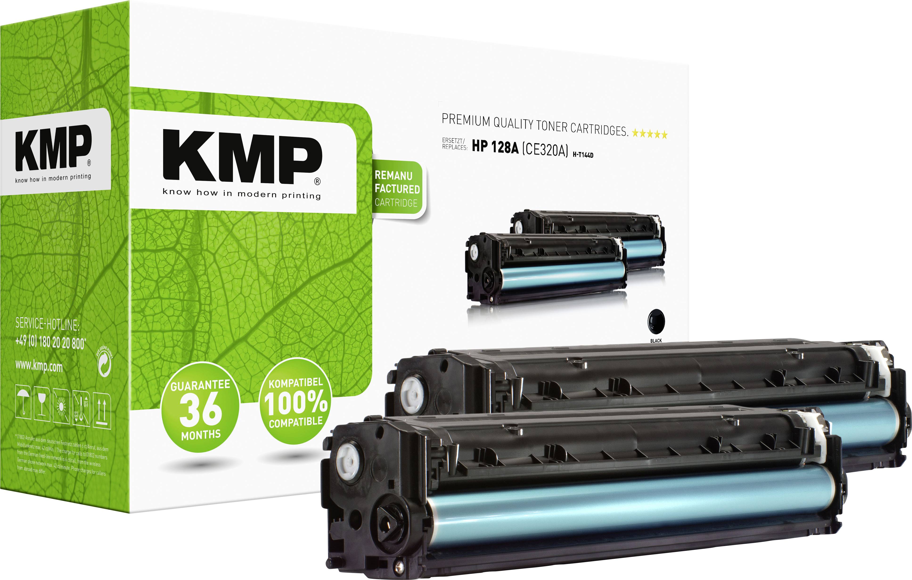 KMP Toner remplace HP 128A, CE320A compatible paquet de 2 noir 2000 pages H-T144D 1227,0021