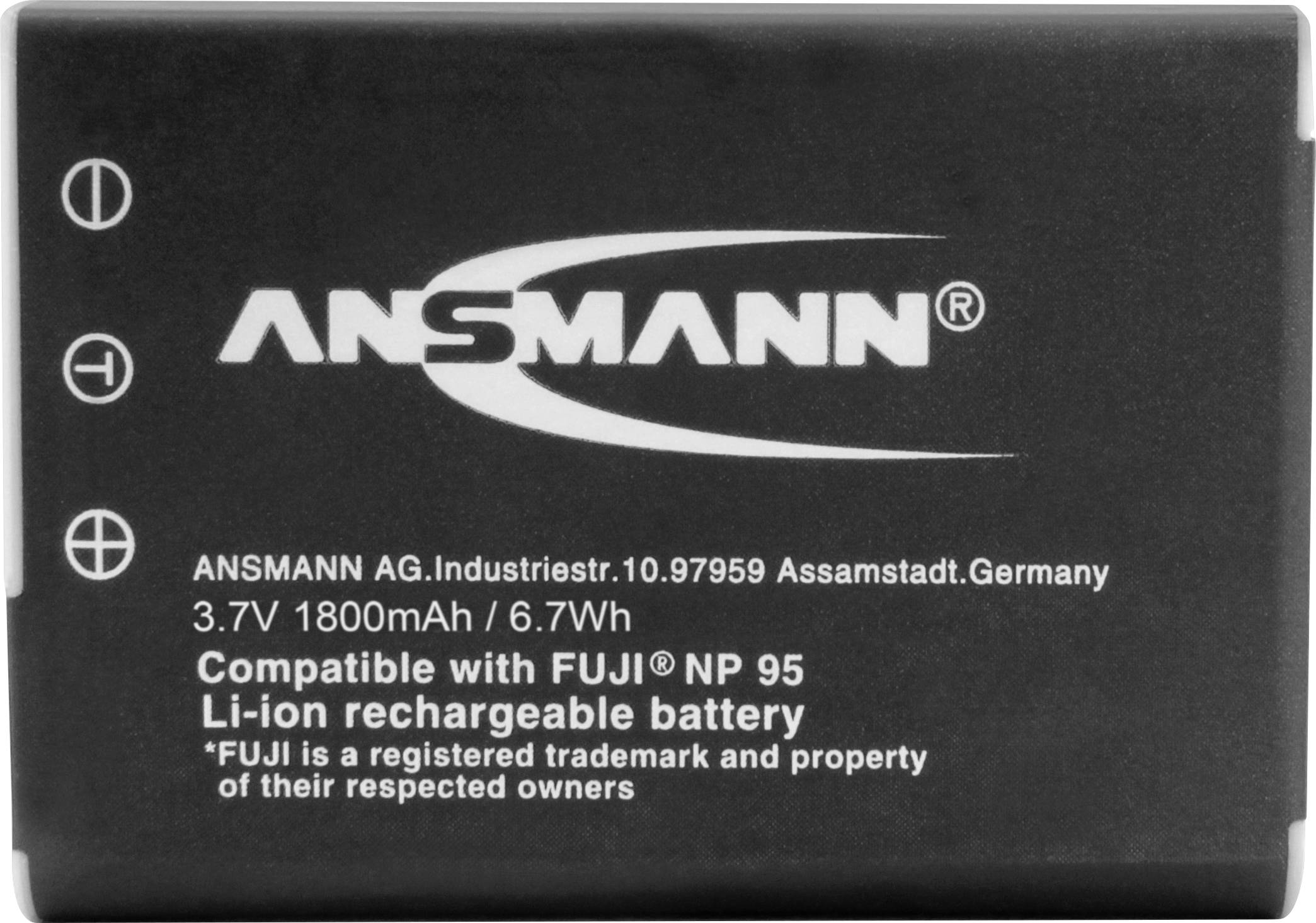 Ansmann NP-95 Batterie pour appareil photo Remplace l'accu d'origine NP-95 3.7 V 1800 mAh